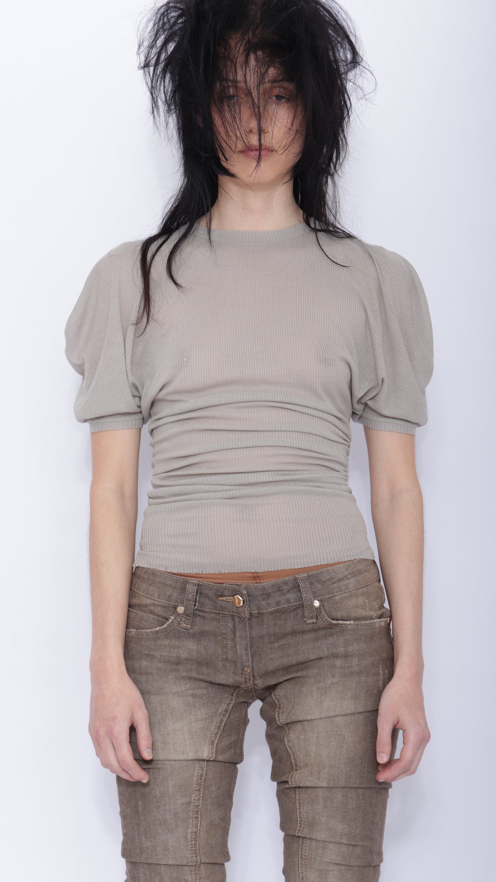 Tora Draped T-shirt: Pale Grey