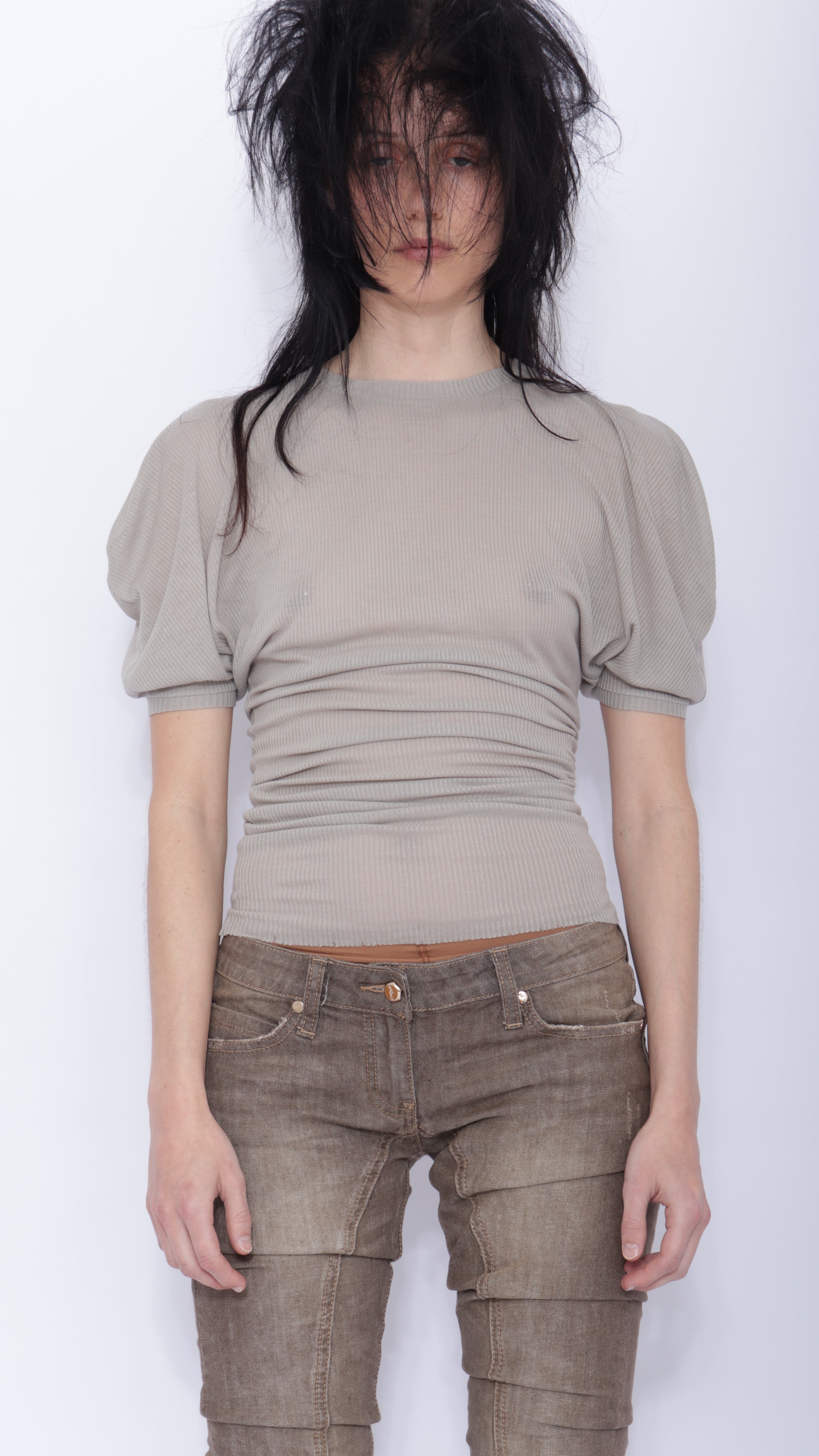 Tora Draped T-shirt: Pale Grey