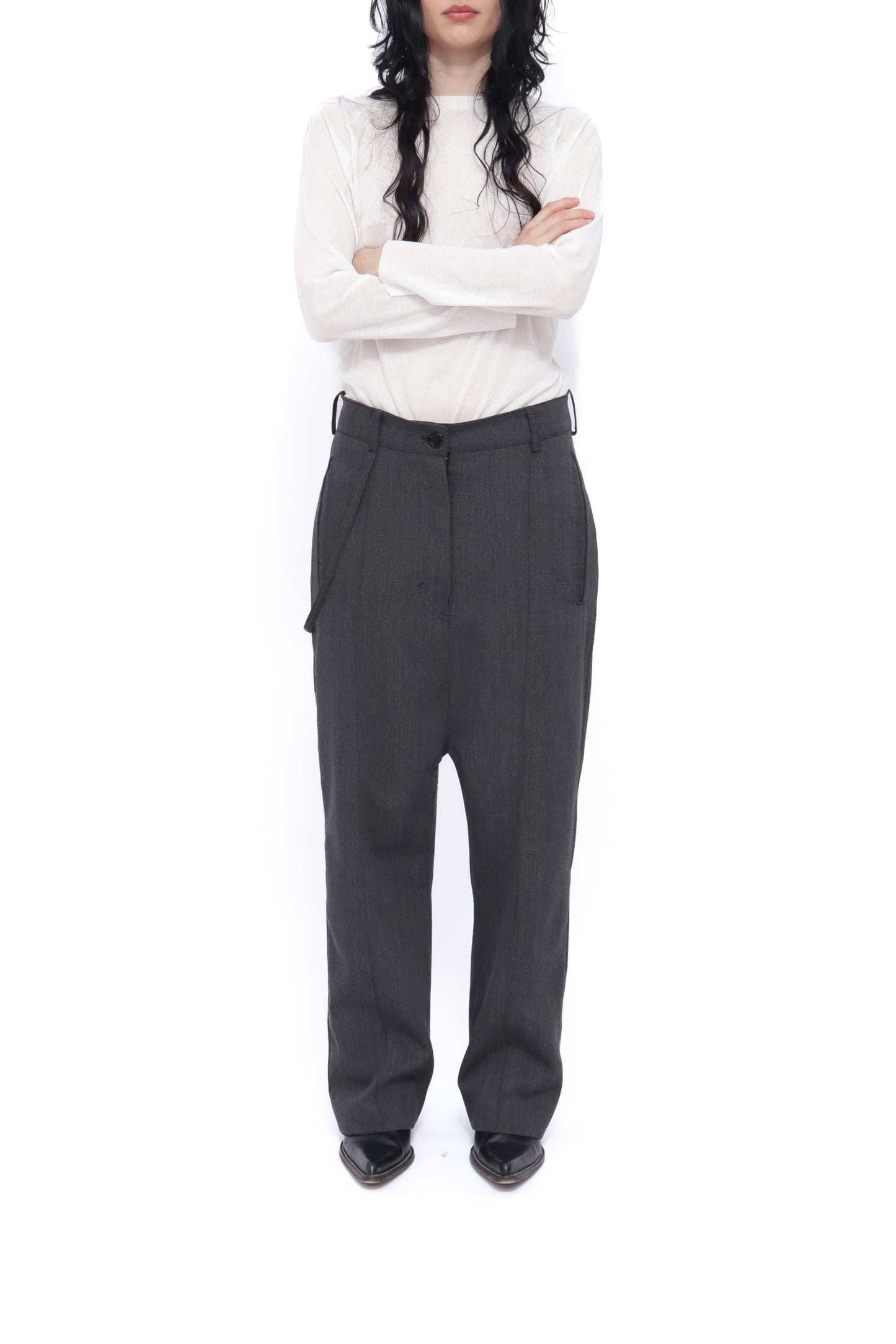 PANTALON À FOURCHE BASSE GRIS