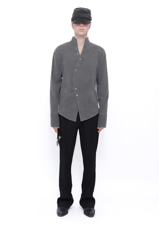 CHEMISE COURBE BJERSBORN COL COURBE EN LAINE GRISE