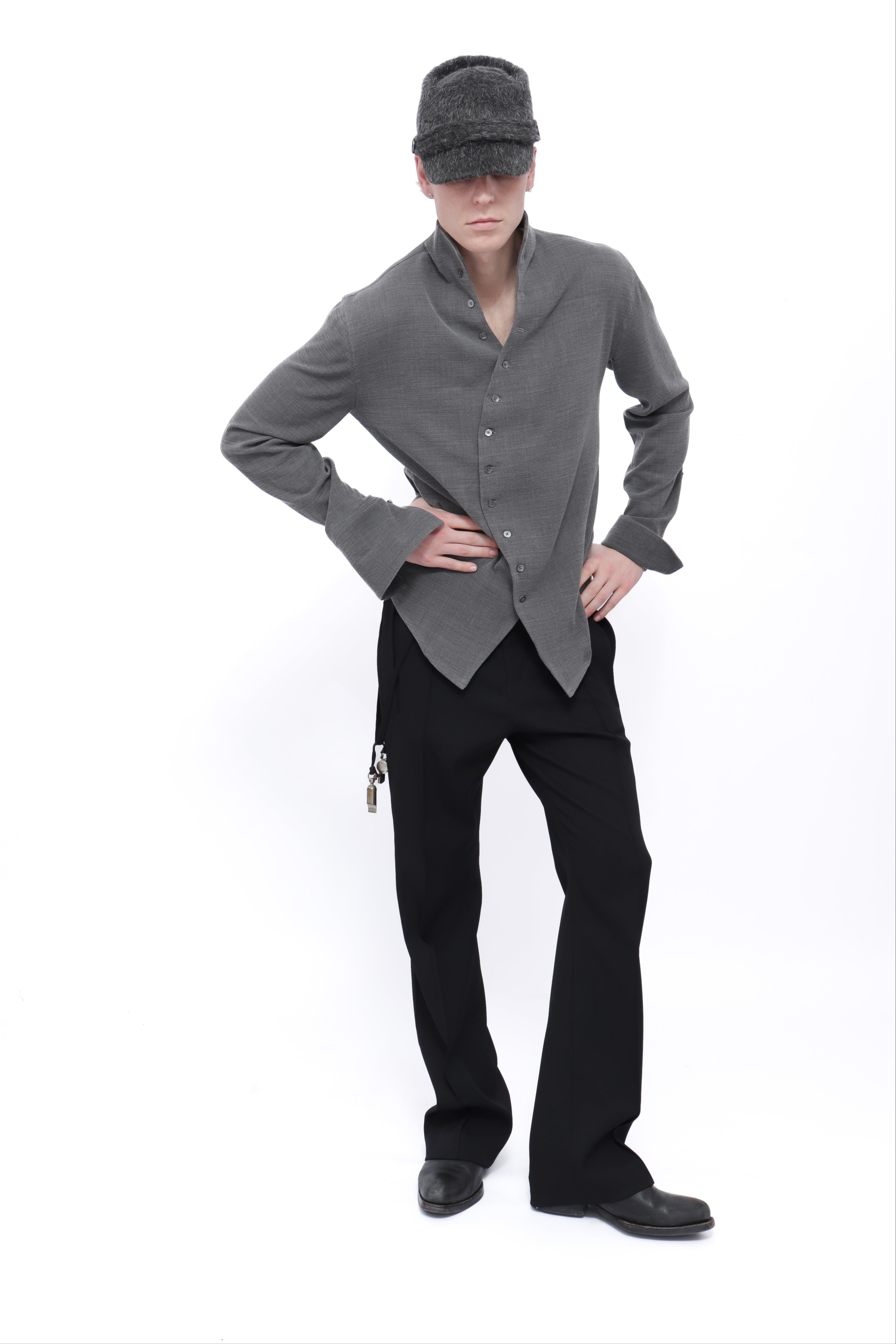 BJERSBORN COLLAR CURVED SHIRT GREY