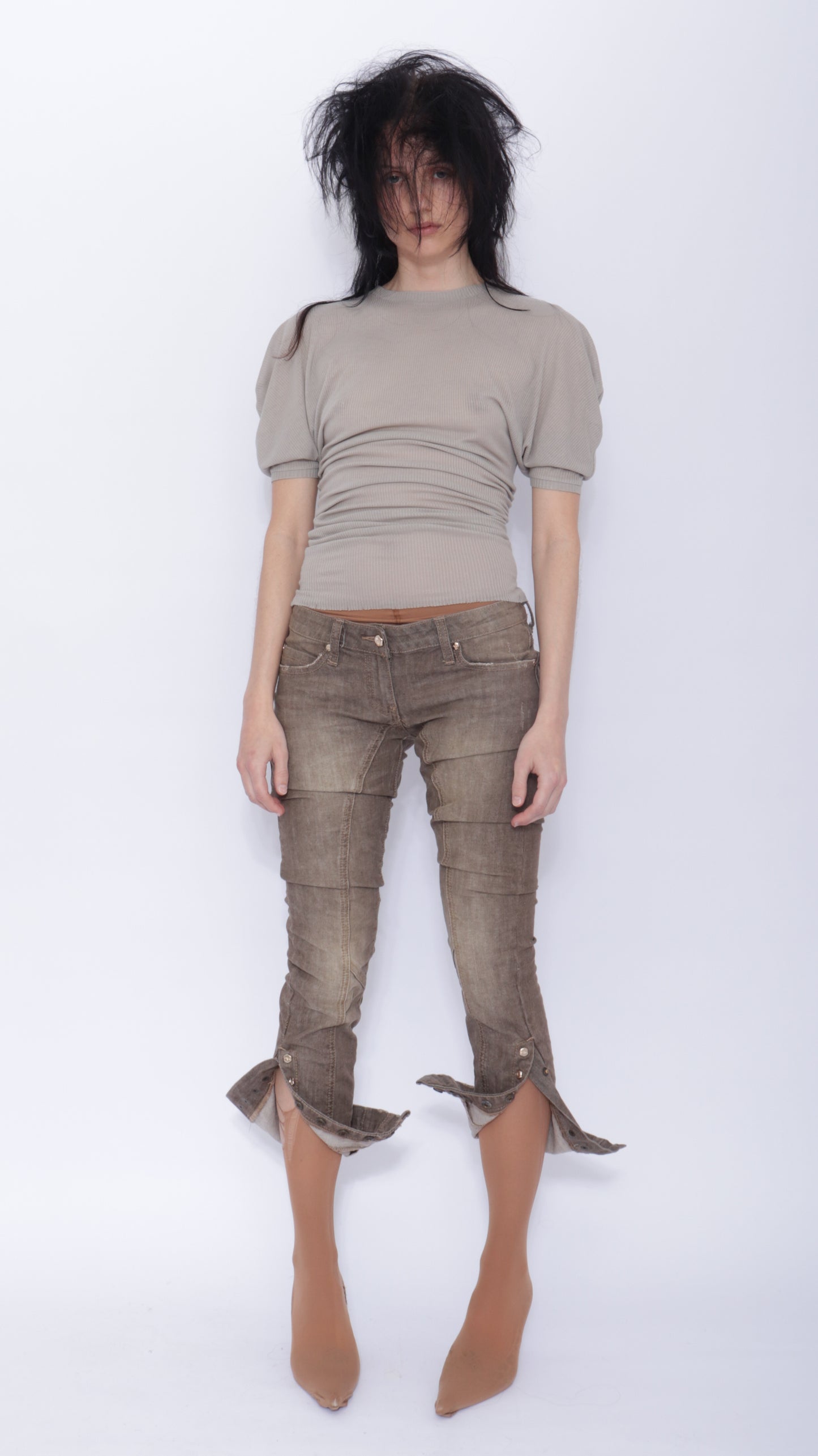 Tora Draped T-shirt: Pale Grey