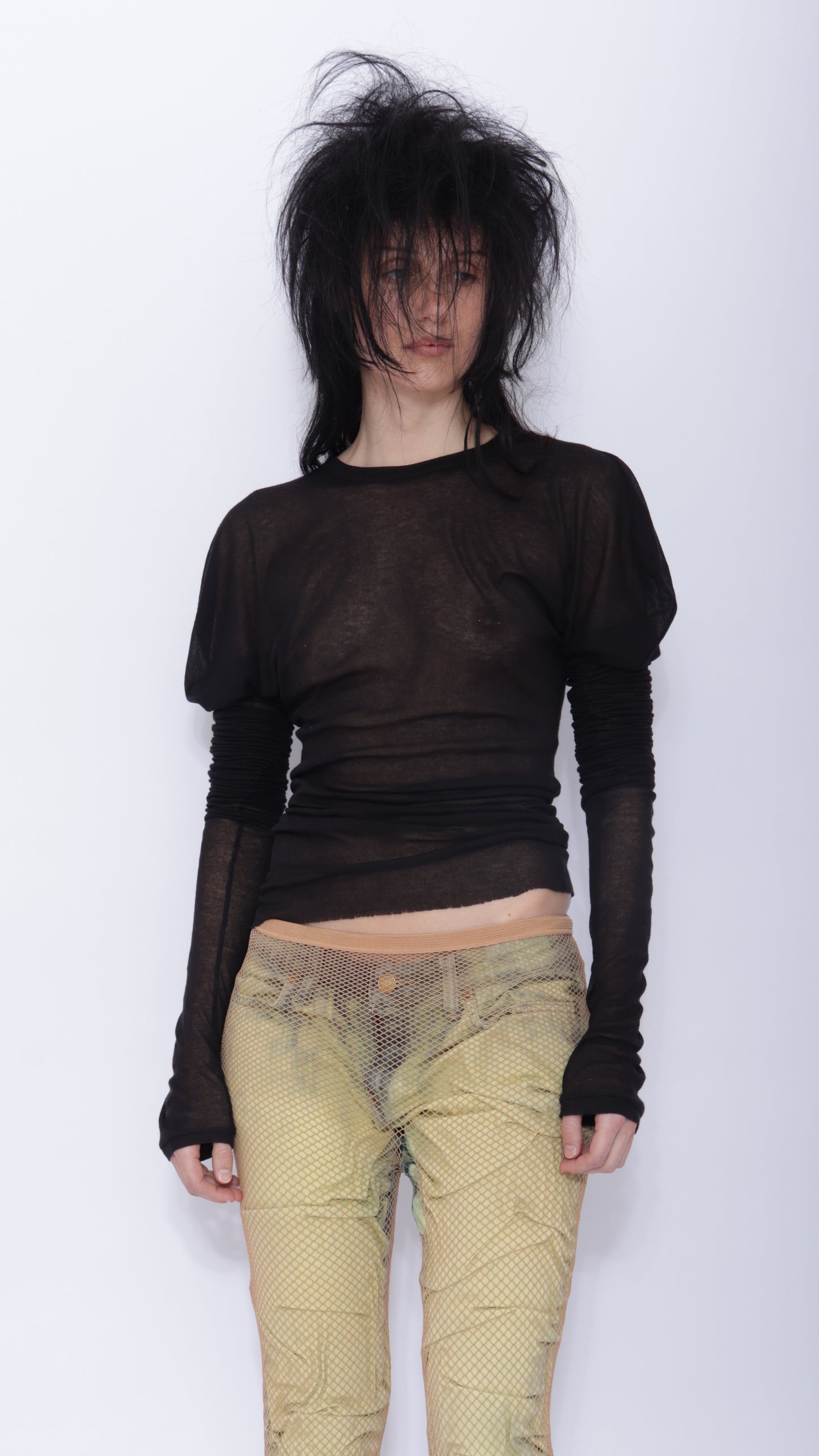 Tora Draped Long Sleeve Top: Black