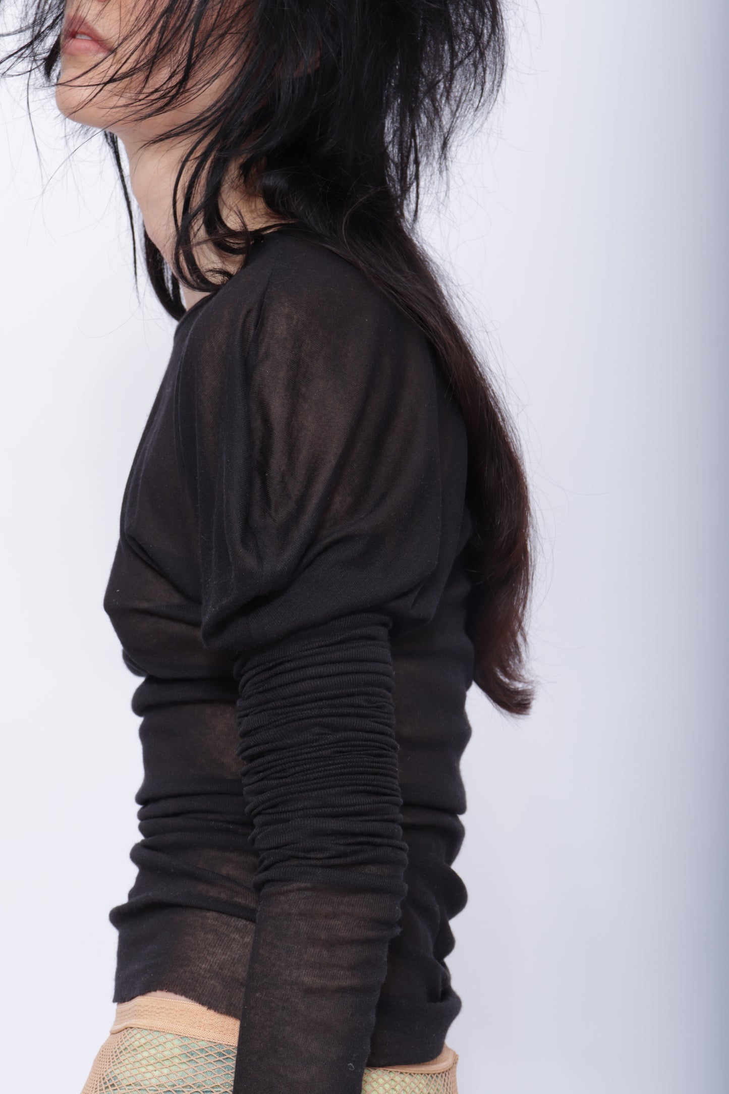 Tora Draped Long Sleeve Top: Black