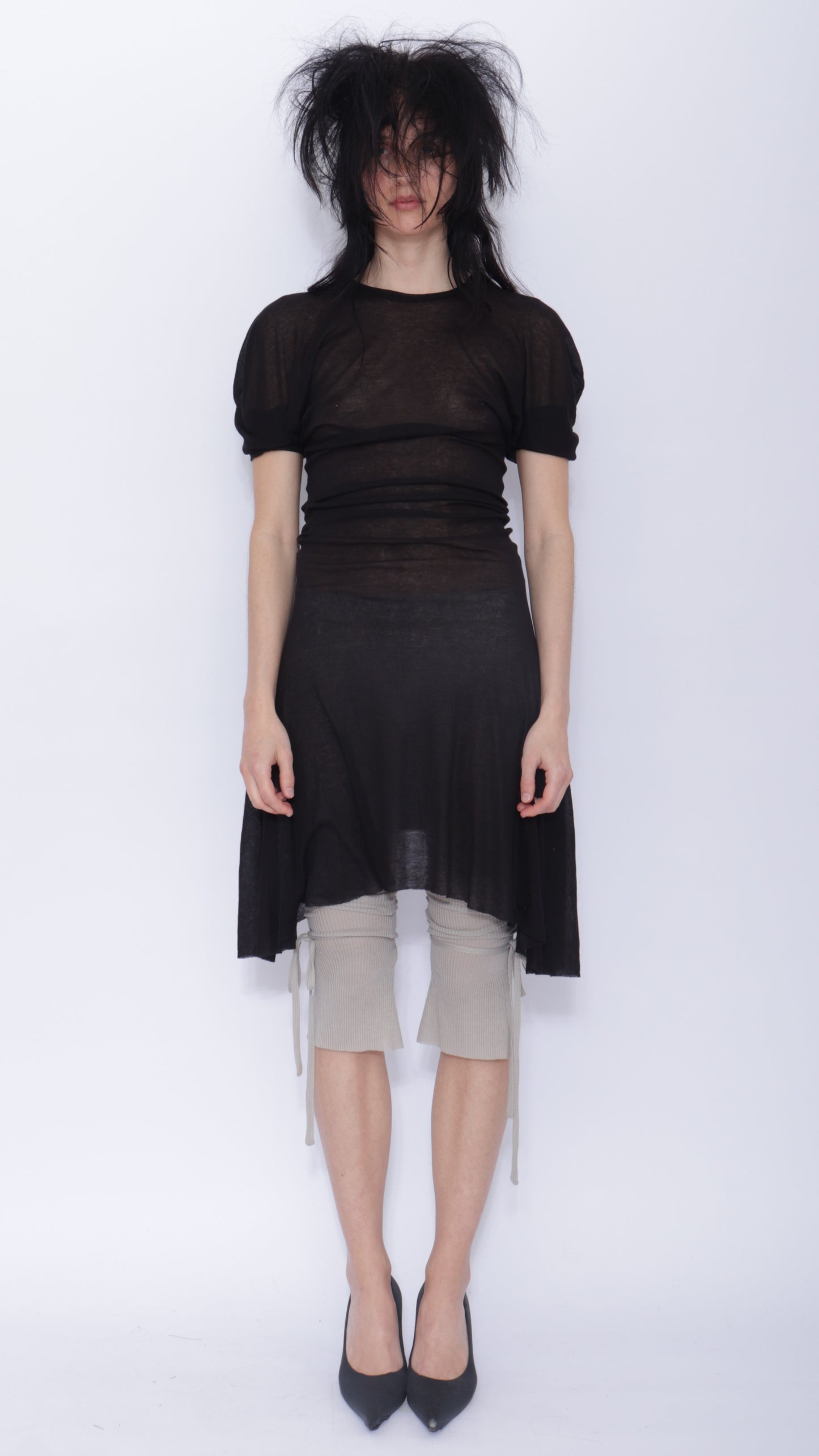 Dora Draped T-shirt Dress: Black