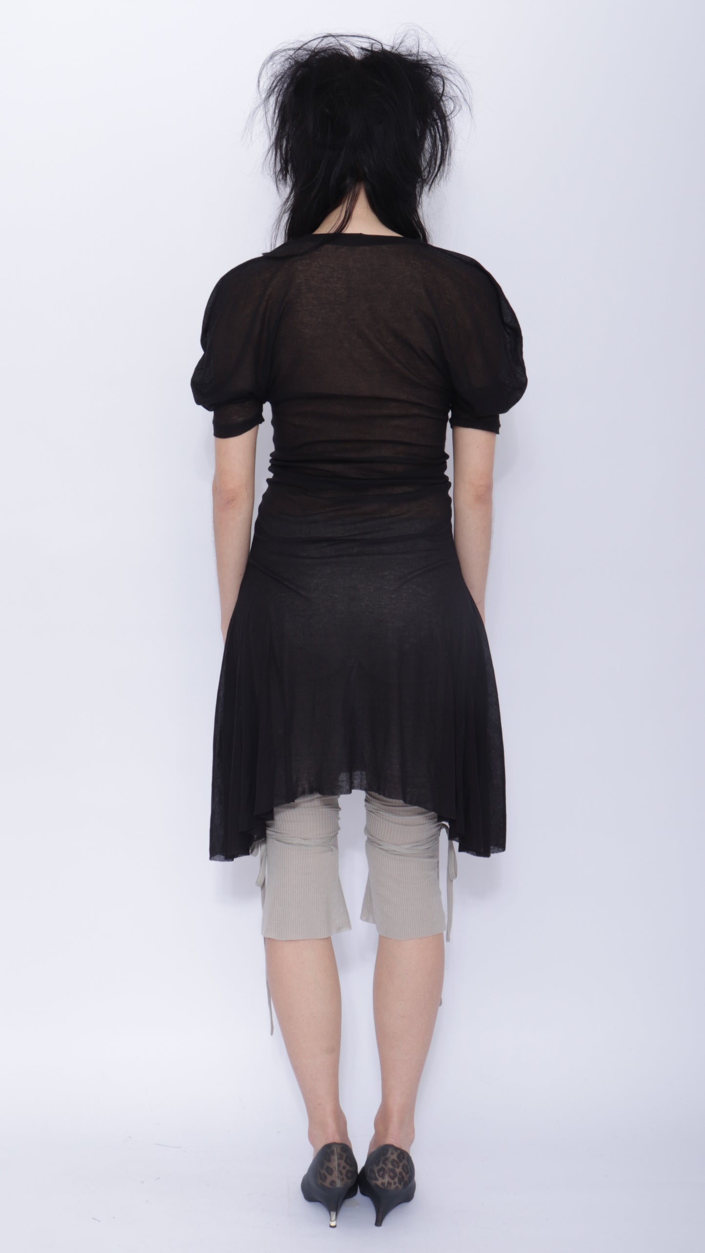 Dora Draped T-shirt Dress: Black