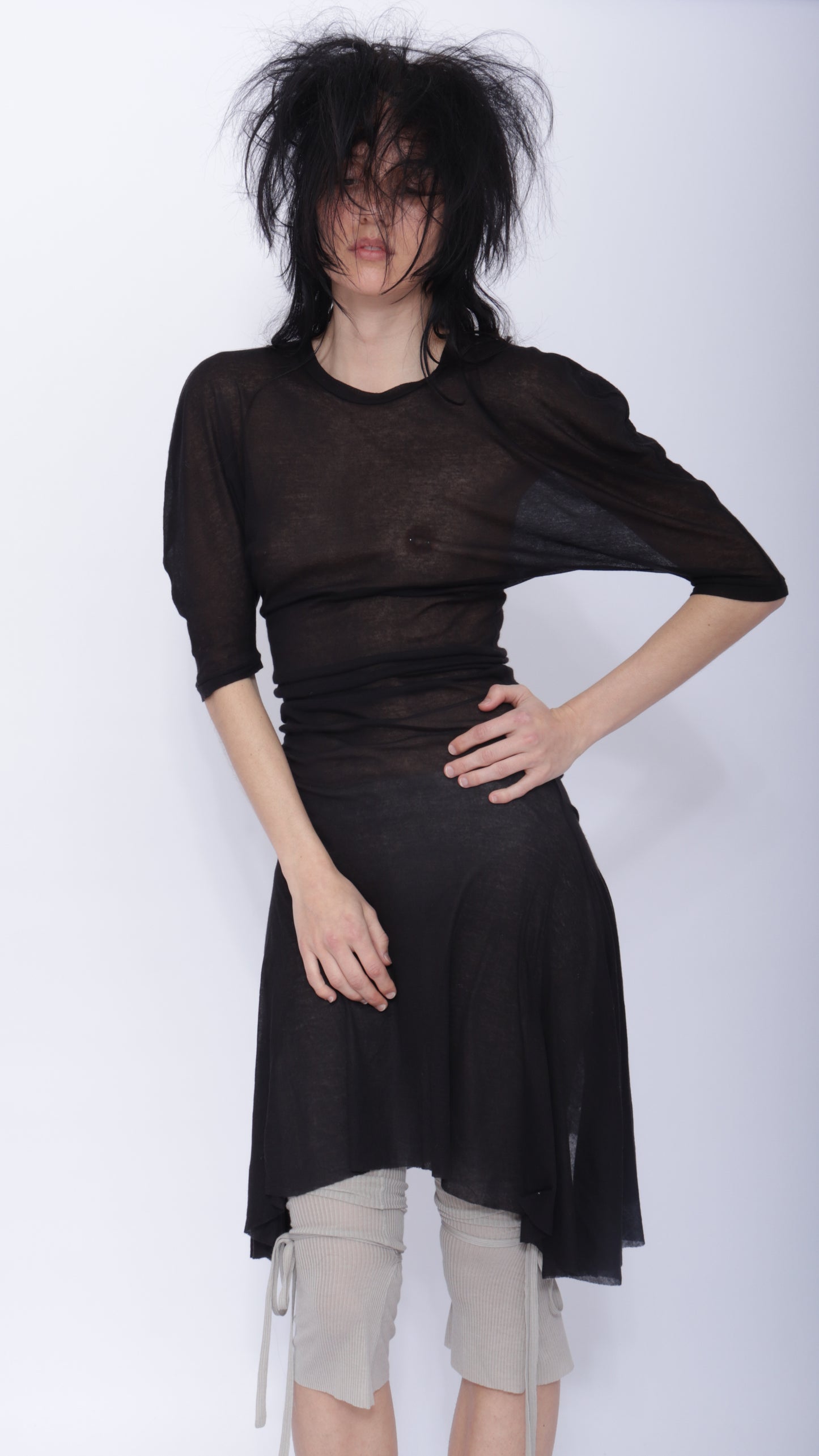 Dora Draped T-shirt Dress: Black