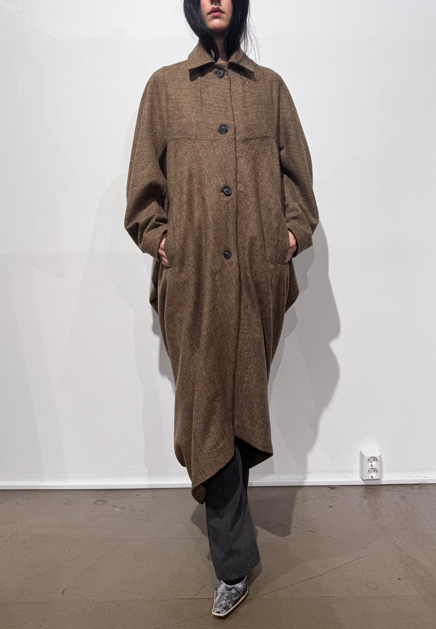 CARLA COAT HERRINGBONE DONEGAL TWEED