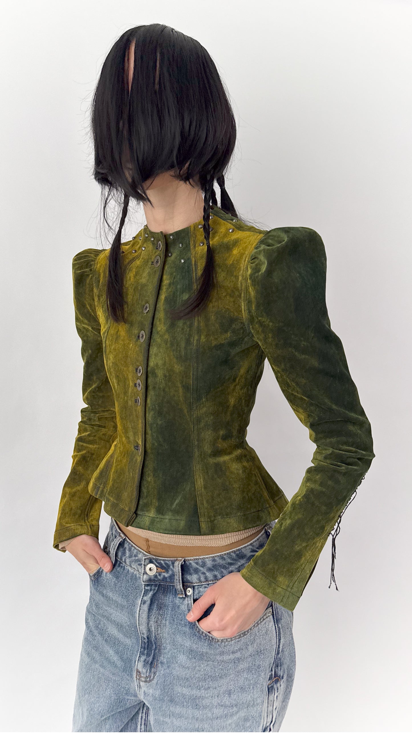 Jara Jacket in Flocked Denim