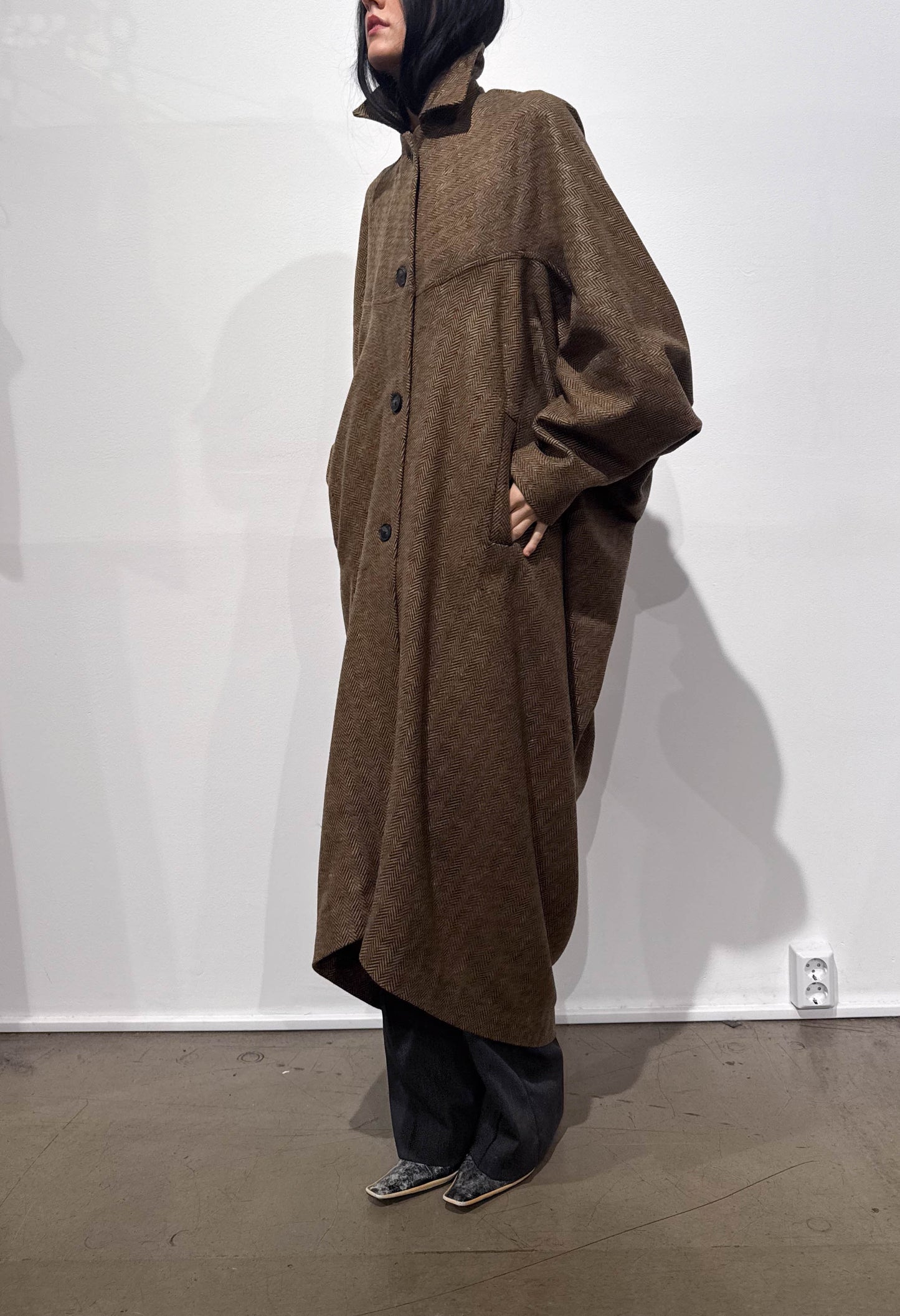 CARLA COAT HERRINGBONE DONEGAL TWEED