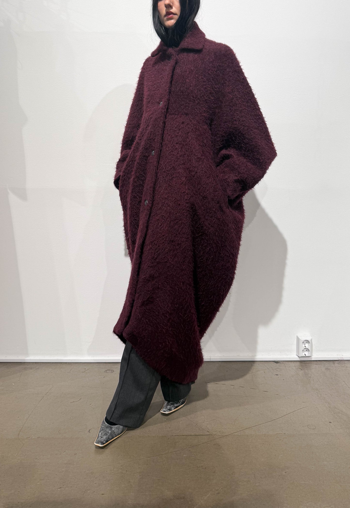 CARLA COAT IN BURGUNDY RED WOOL BLEND