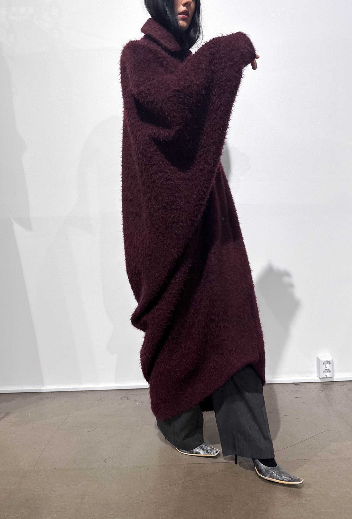 CARLA COAT IN BURGUNDY RED WOOL BLEND