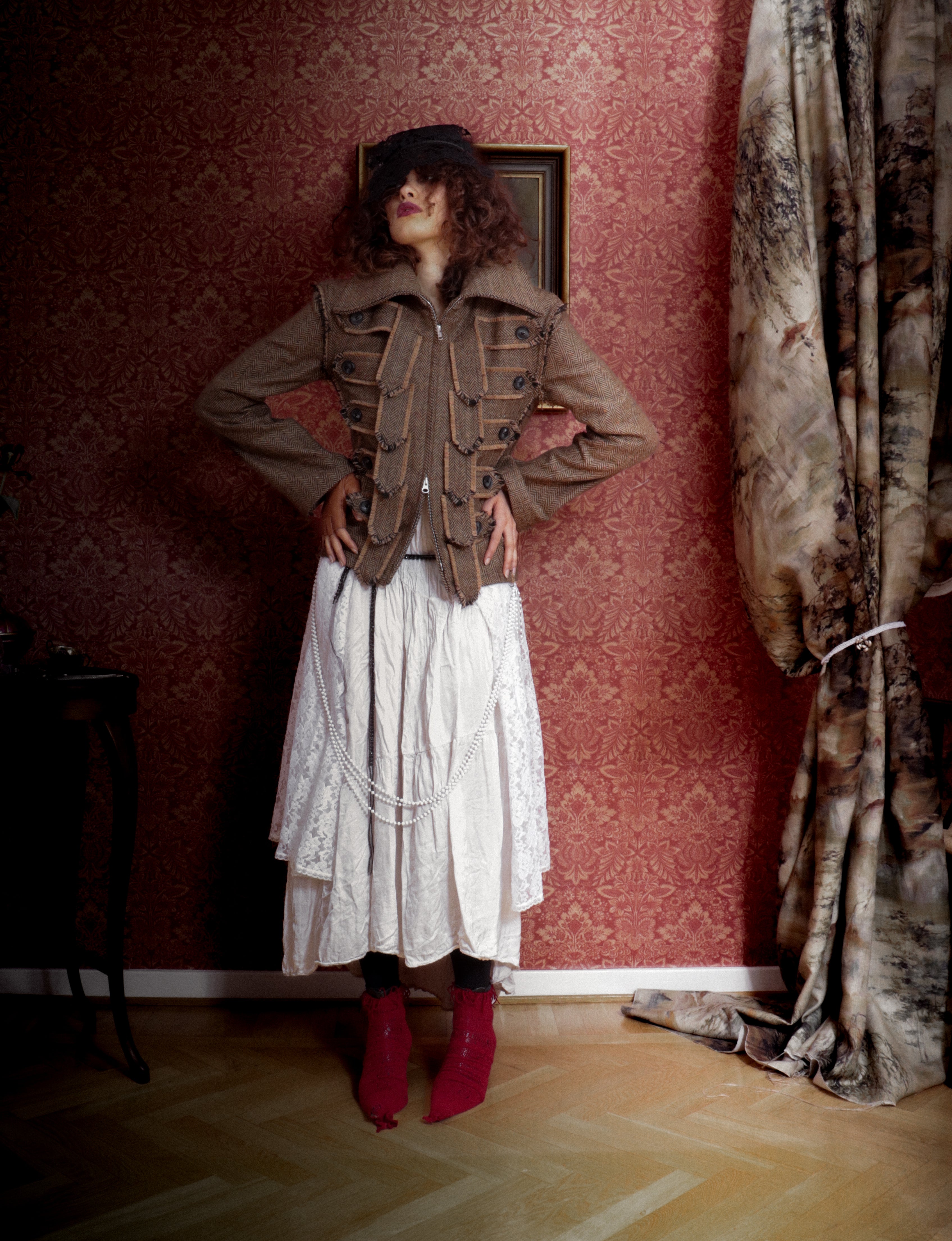 Jelika Jacket Brown Herringbone Donegal Tweed