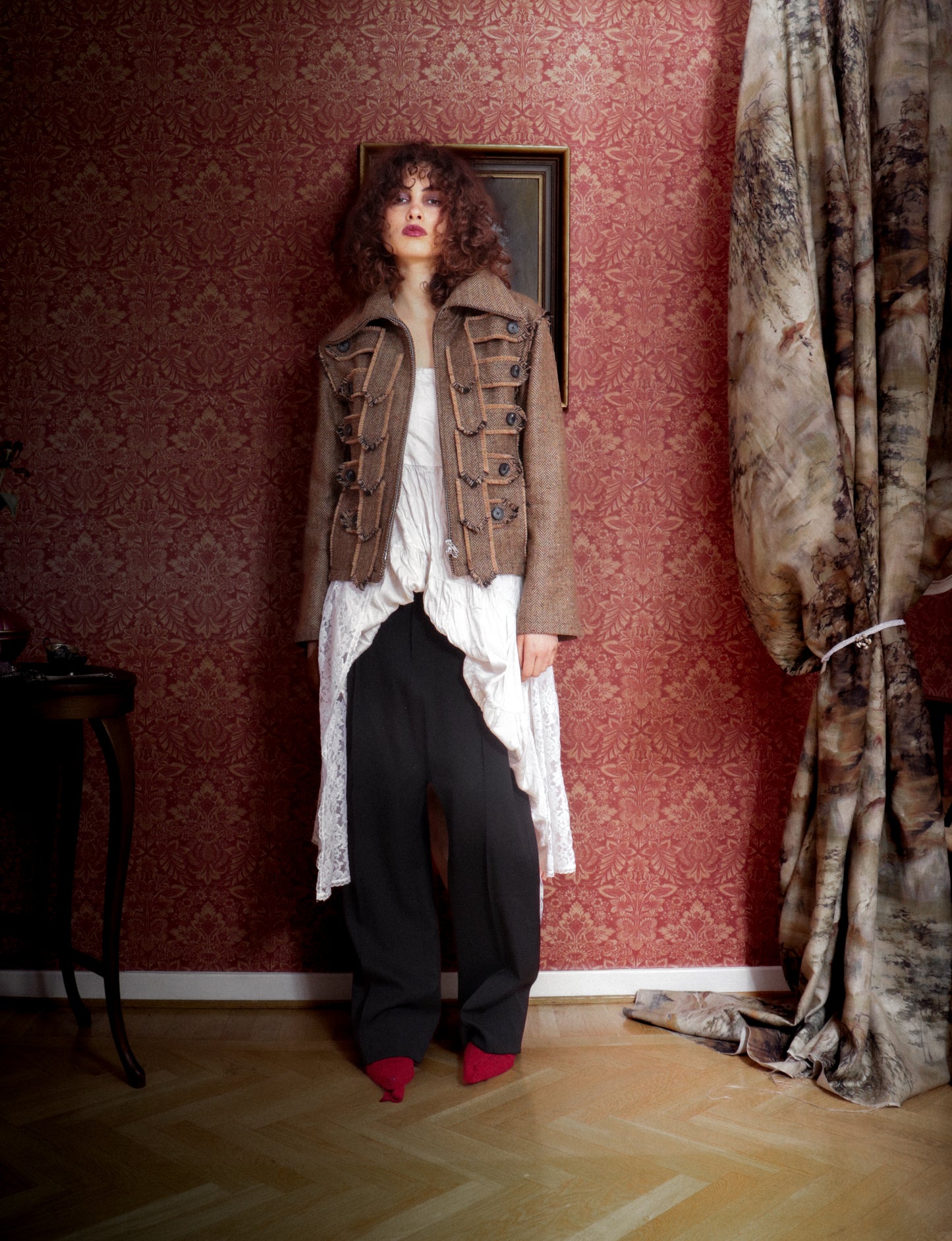 Jelika Jacket Brown Herringbone Donegal Tweed