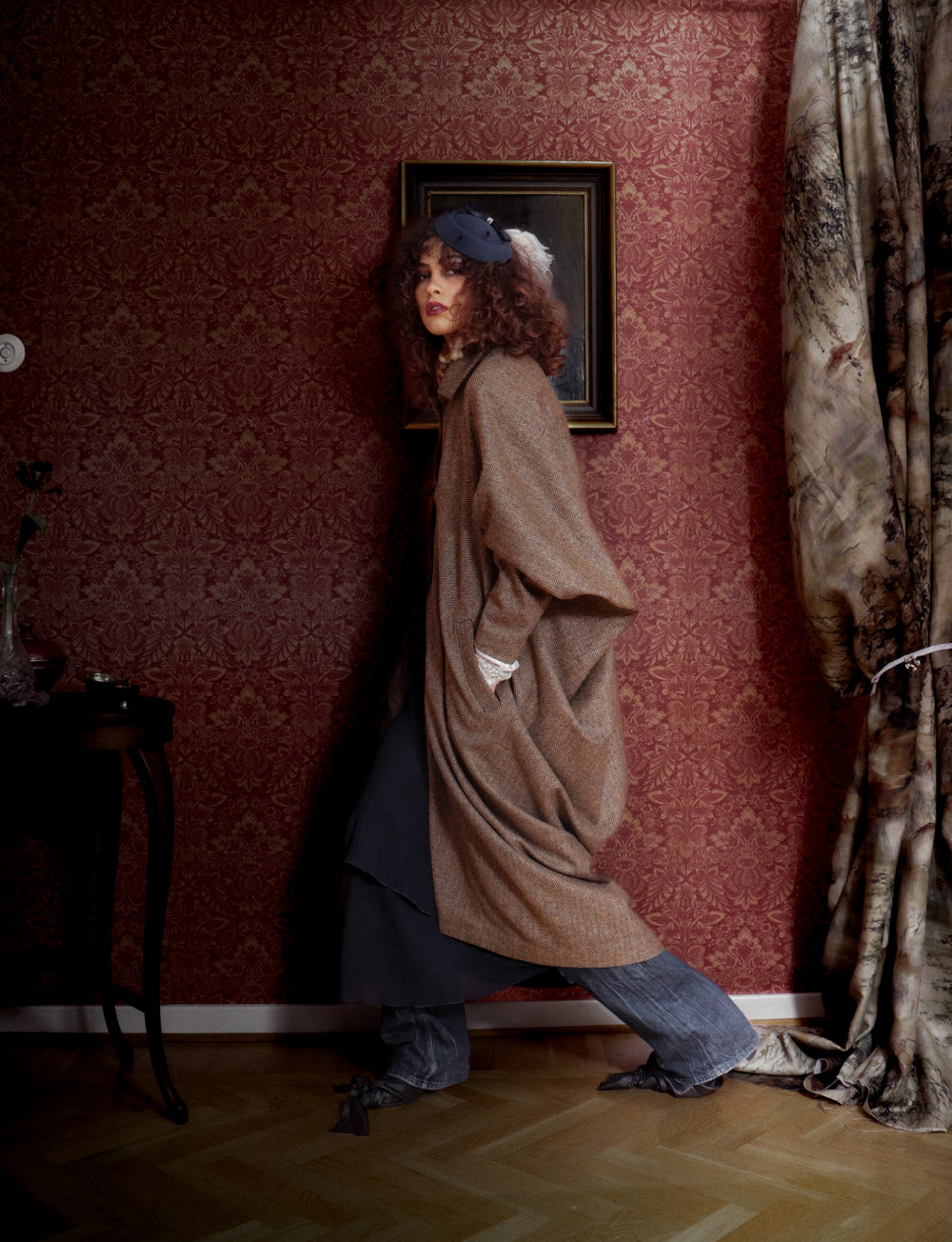 Carla Coat Brown Herringbone Donegal Tweed