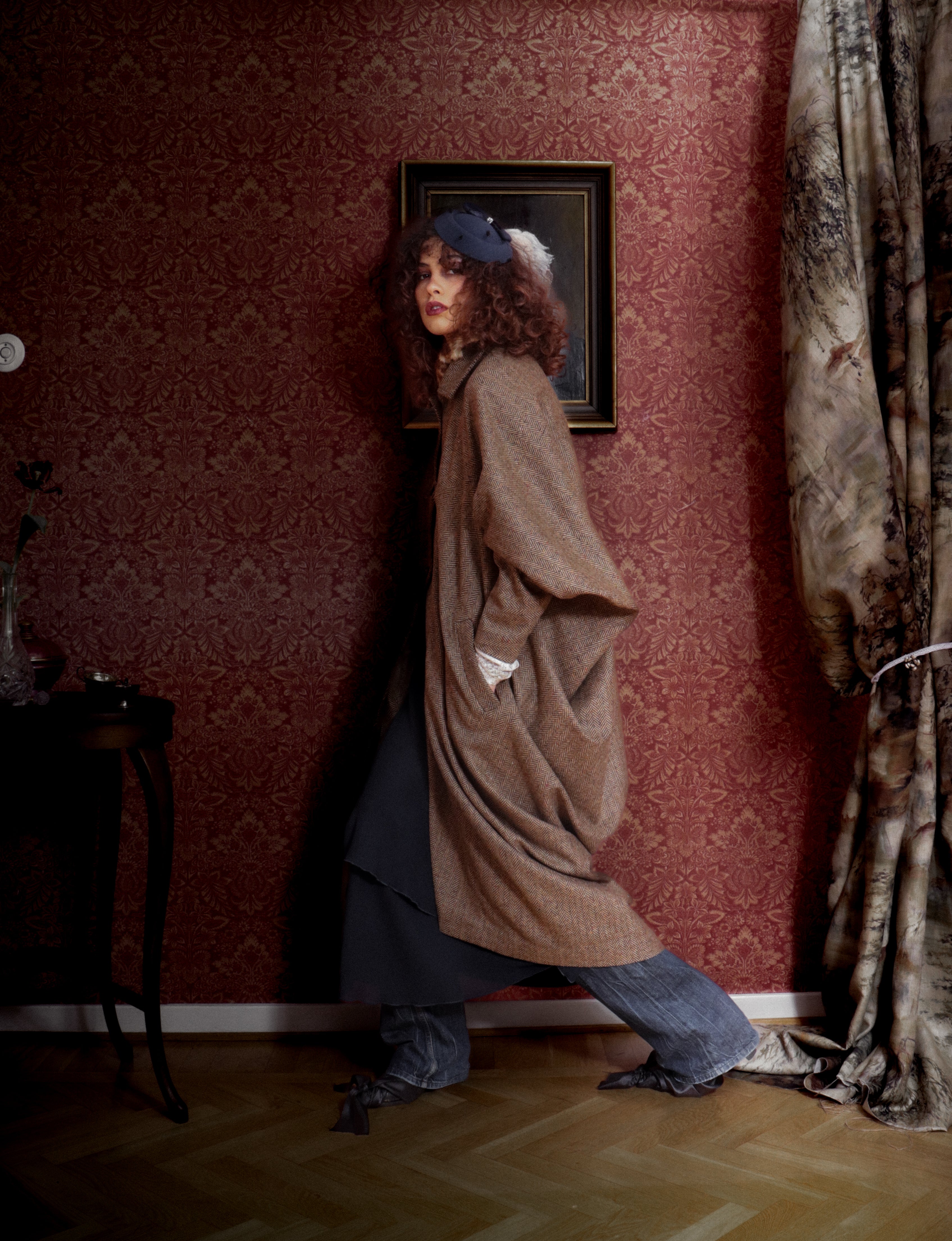 Carla Coat Brown Herringbone Donegal Tweed
