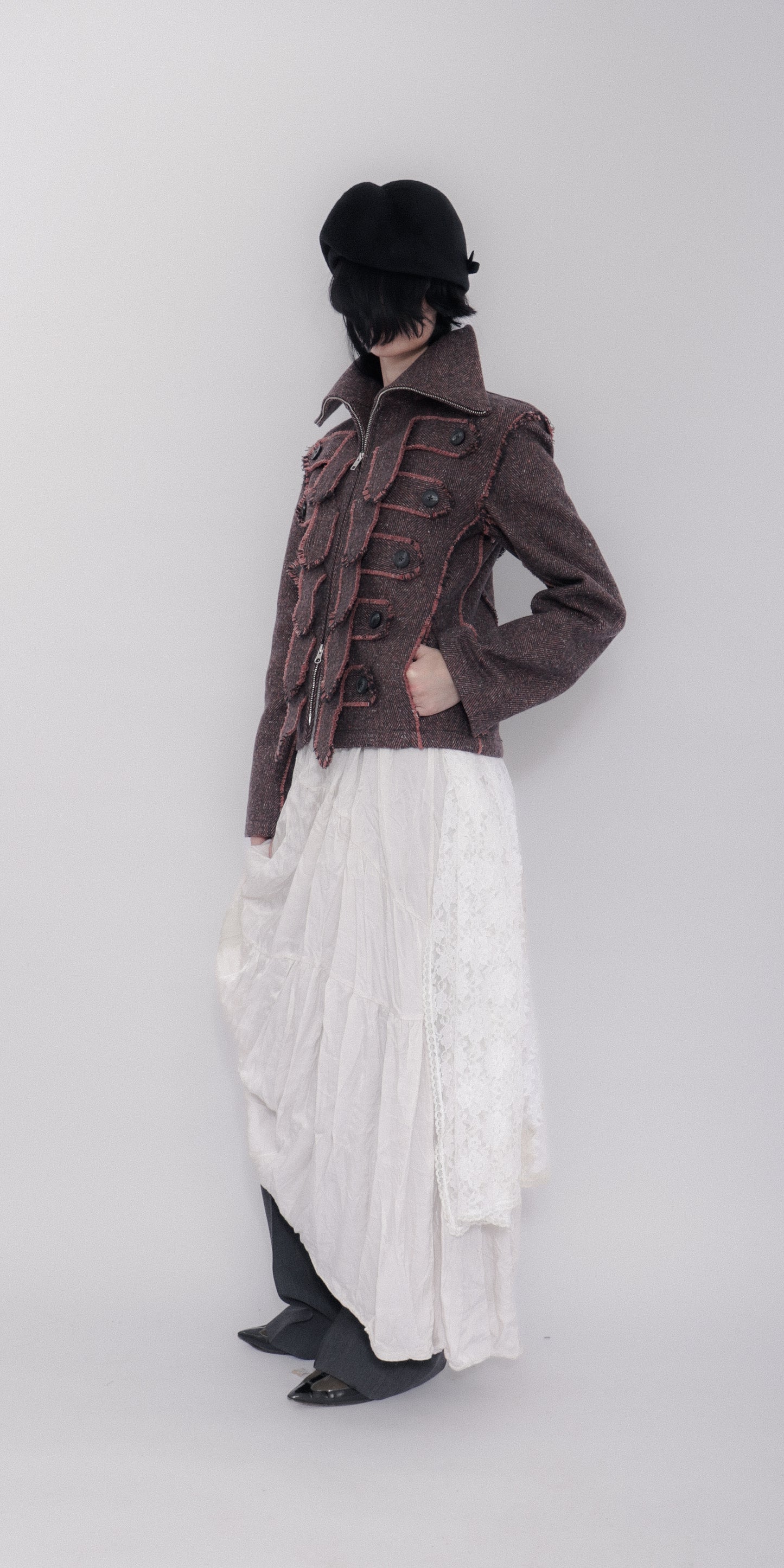 Jelika Jacket Herringbone Donegal Tweed