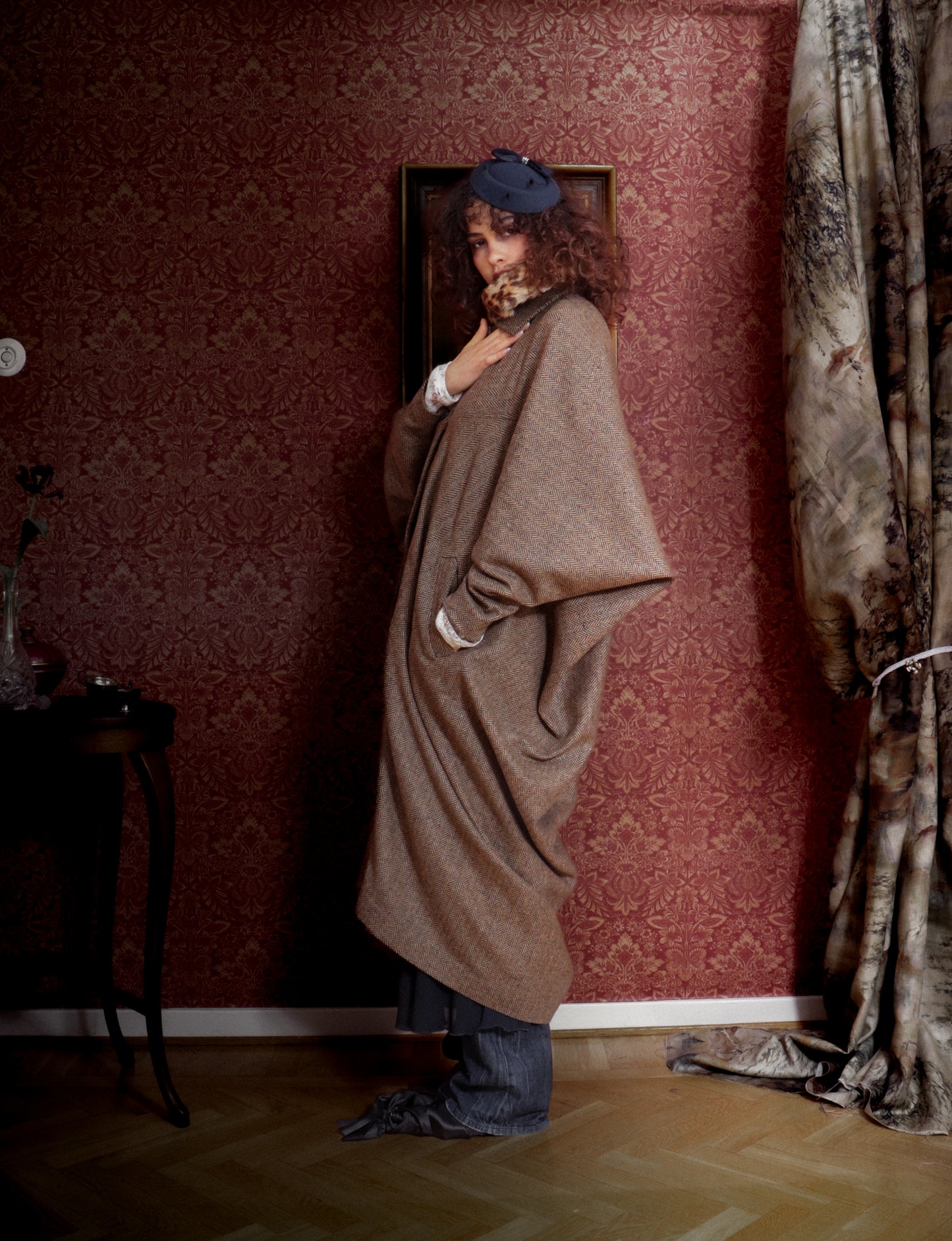 Carla Coat Brown Herringbone Donegal Tweed