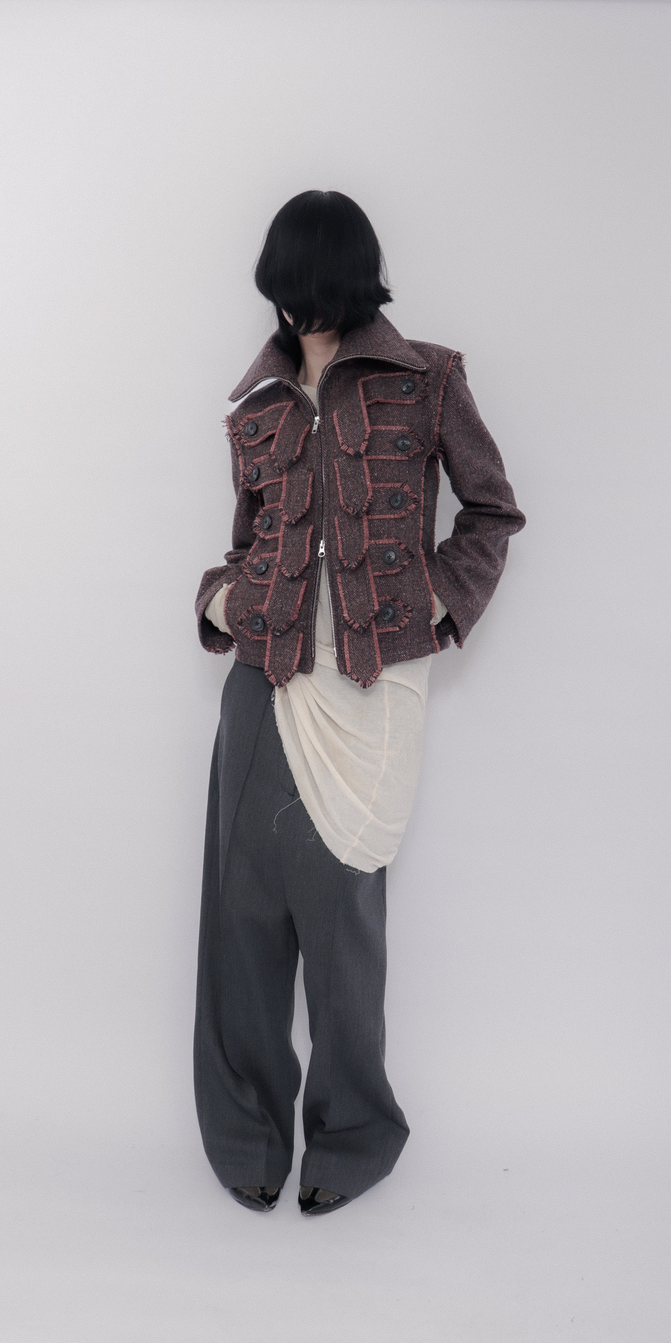 Jelika Jacket Herringbone Donegal Tweed