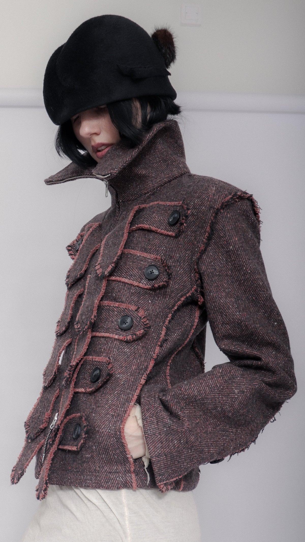 Jelika Jacket Herringbone Donegal Tweed