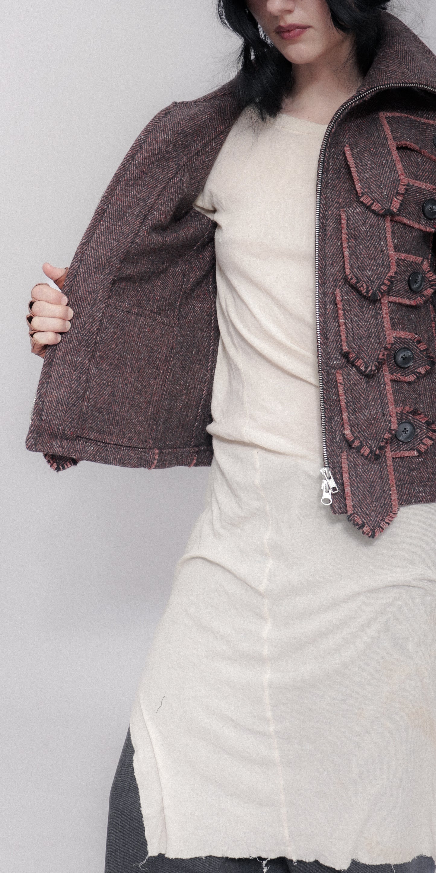 Jelika Jacket Herringbone Donegal Tweed