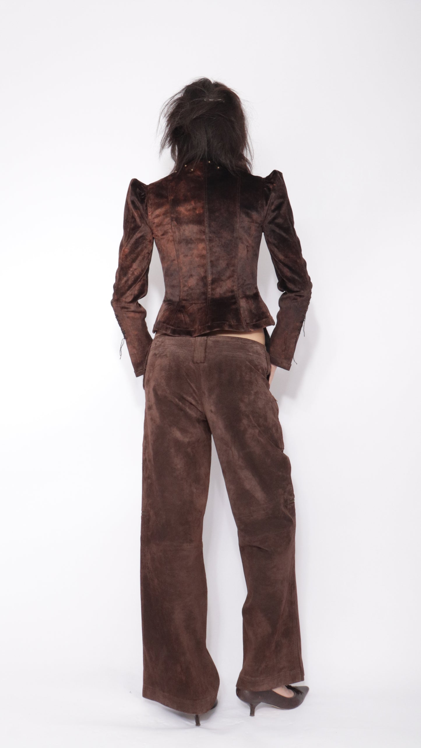 Jara Jacket in Brown Flocked Denim