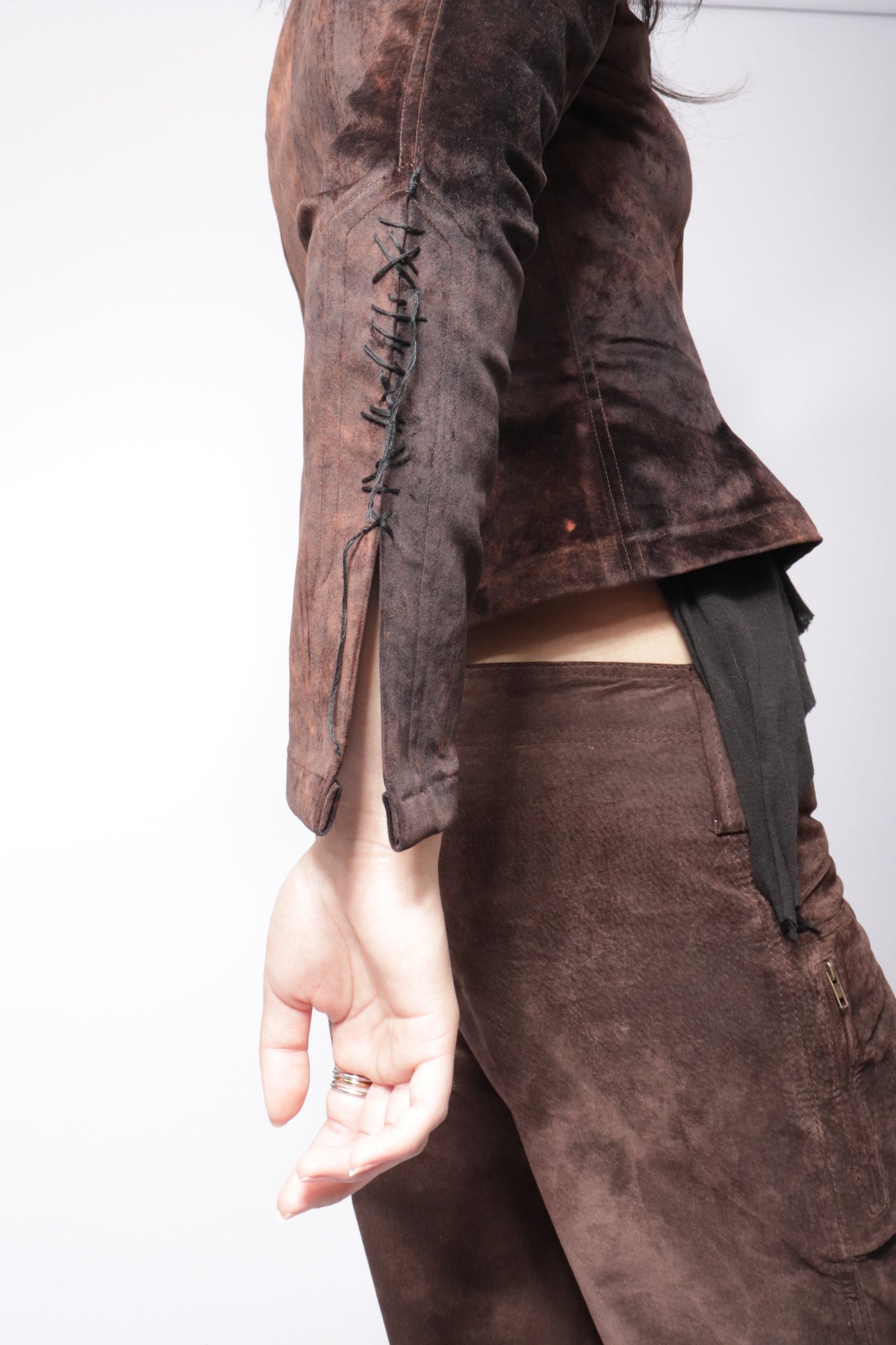 Jara Jacket in Brown Flocked Denim
