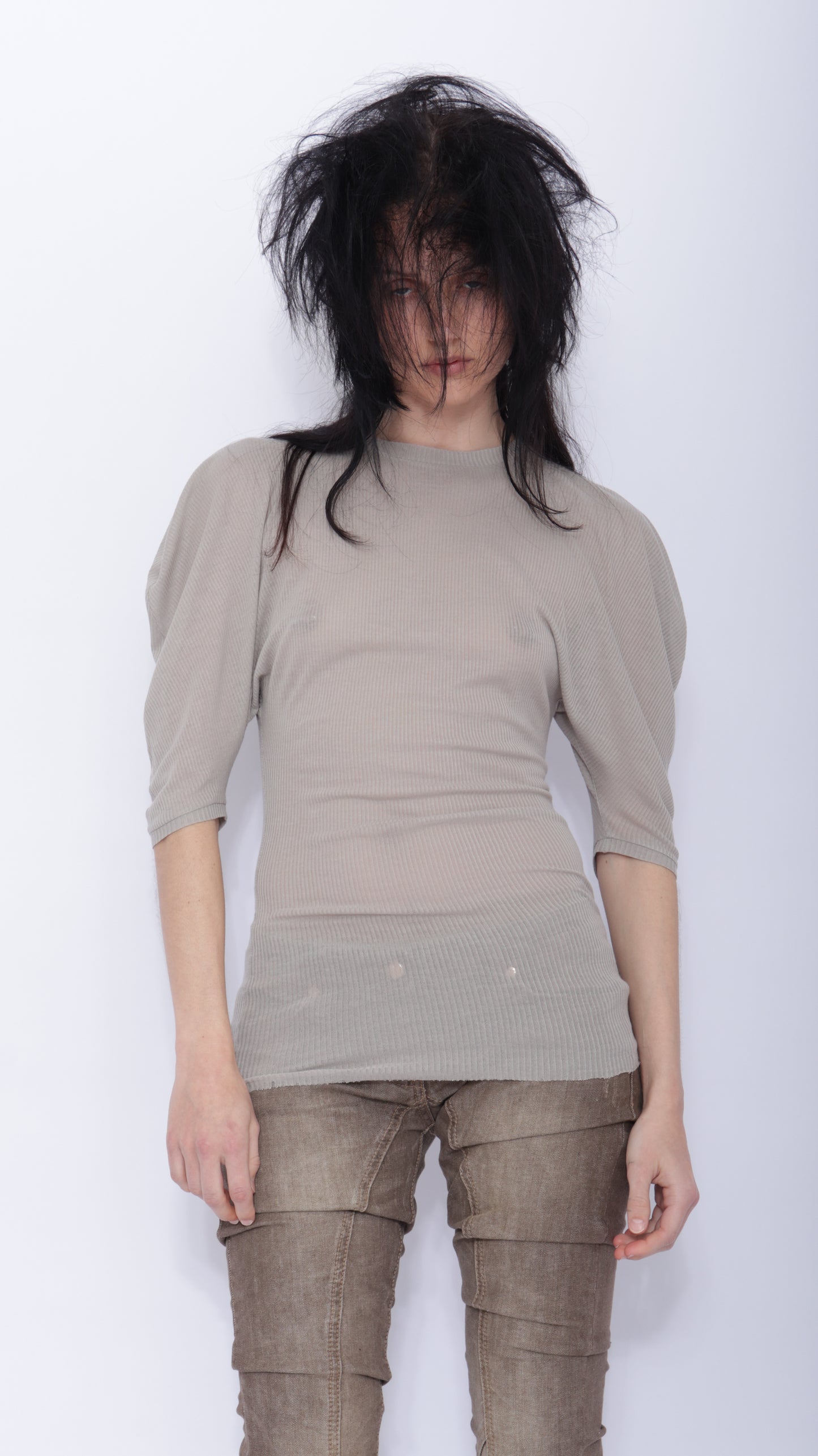 Tora Draped T-shirt: Pale Grey