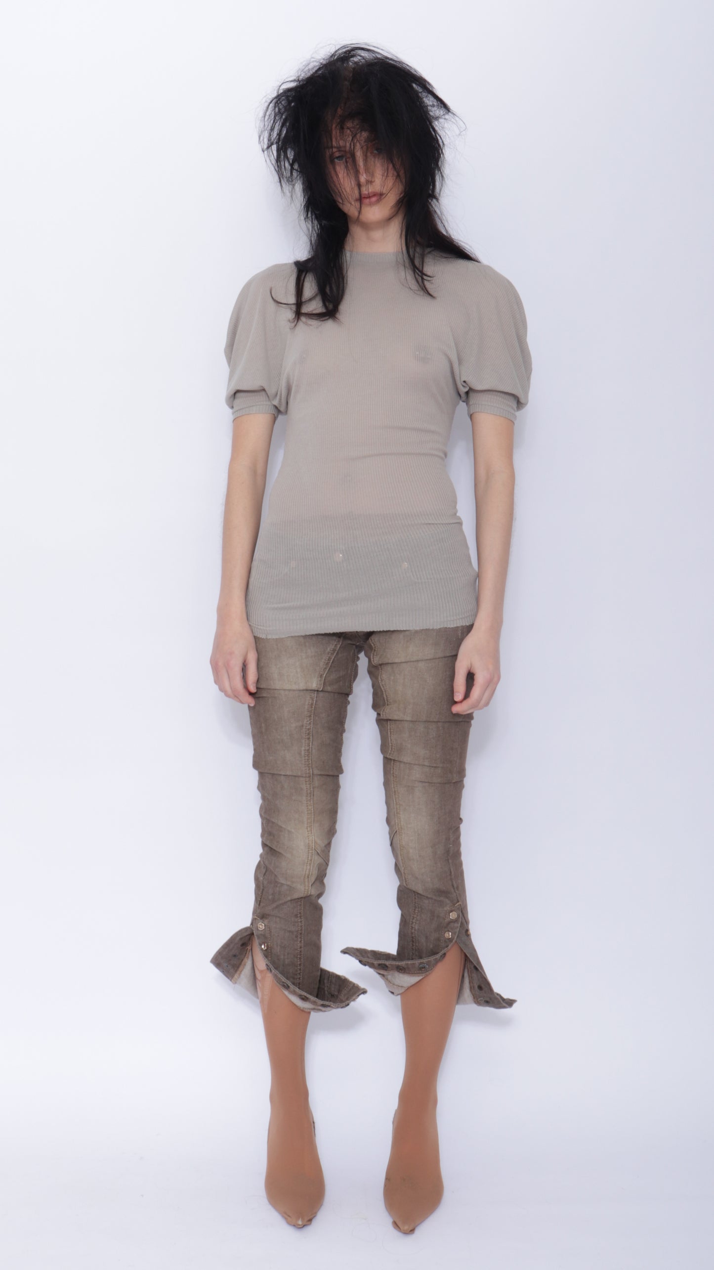 Tora Draped T-shirt: Pale Grey