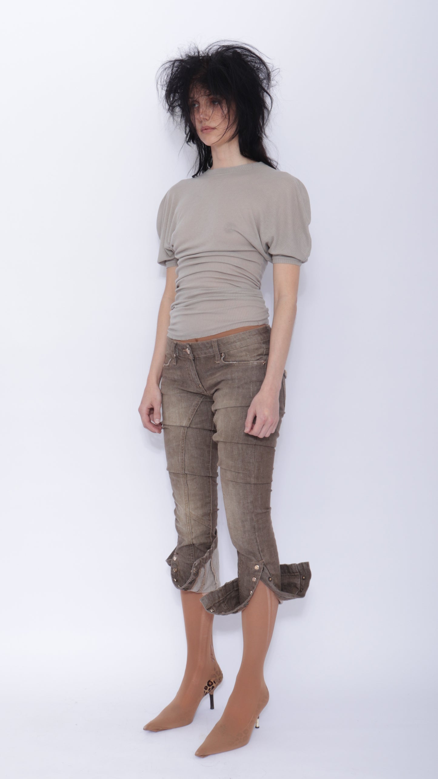 Tora Draped T-shirt: Pale Grey