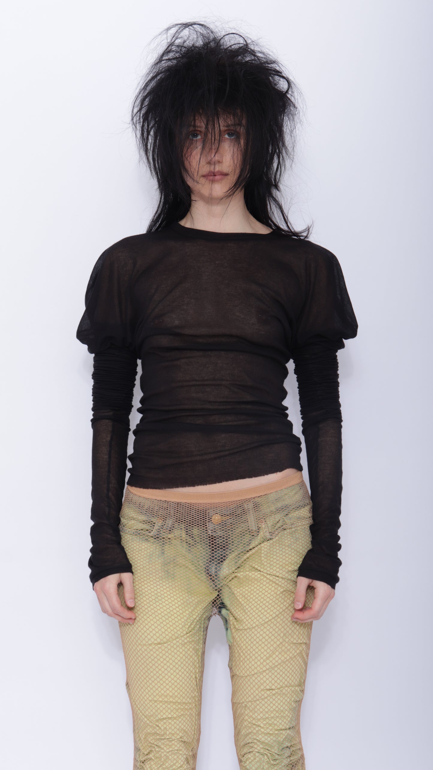 Tora Draped Long Sleeve Top: Black