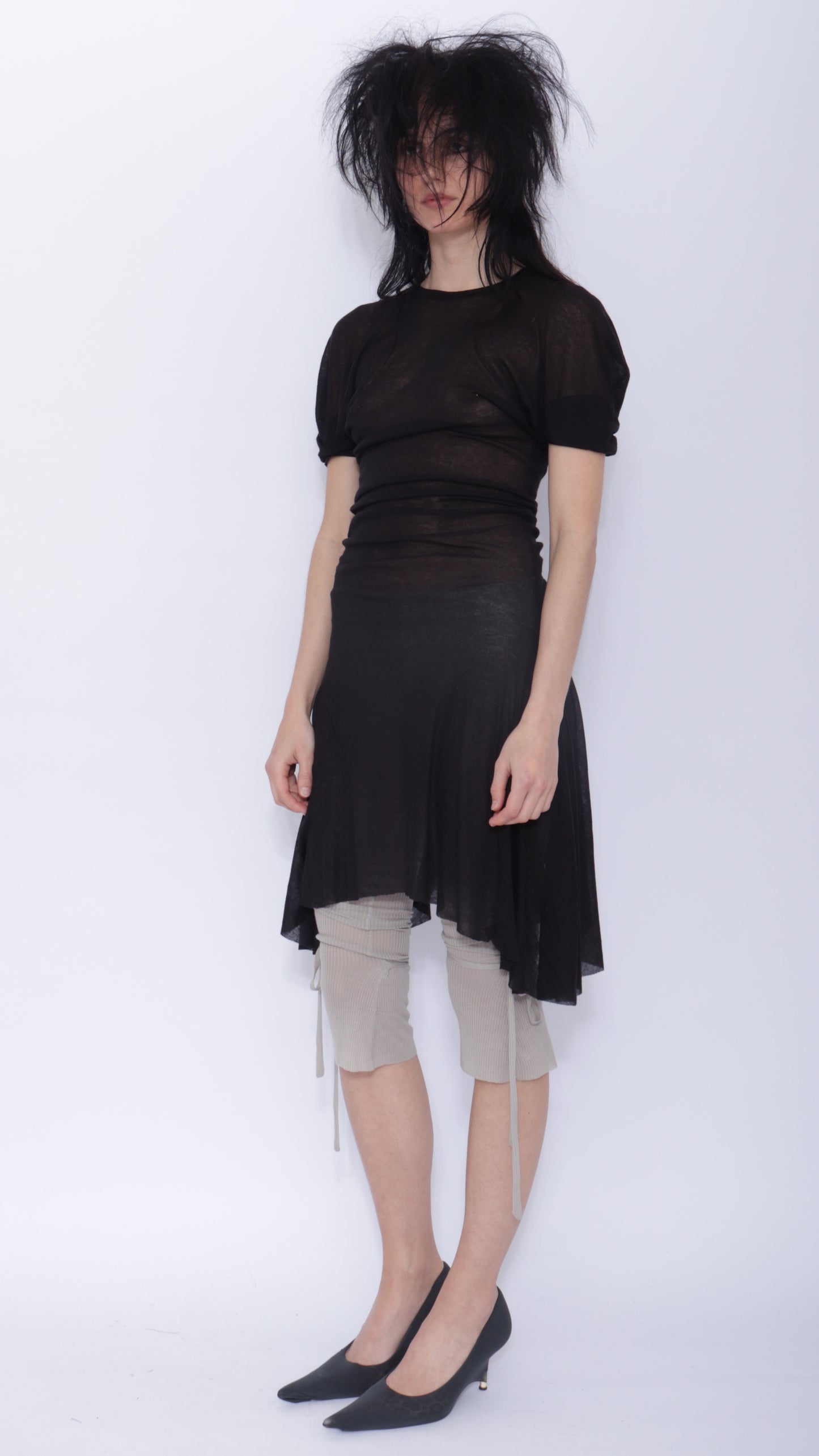 Dora Draped T-shirt Dress: Black