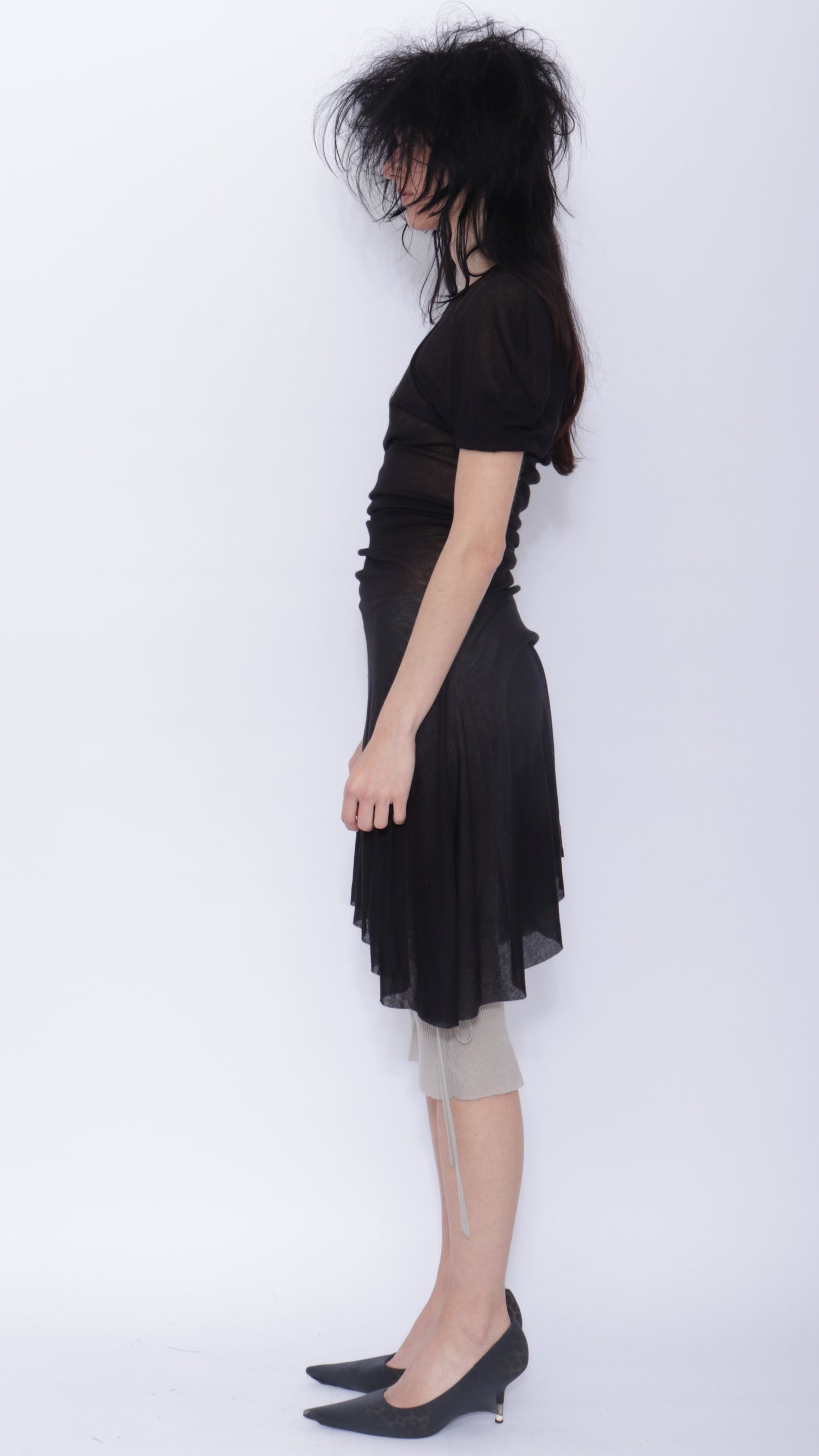 Dora Draped T-shirt Dress: Black