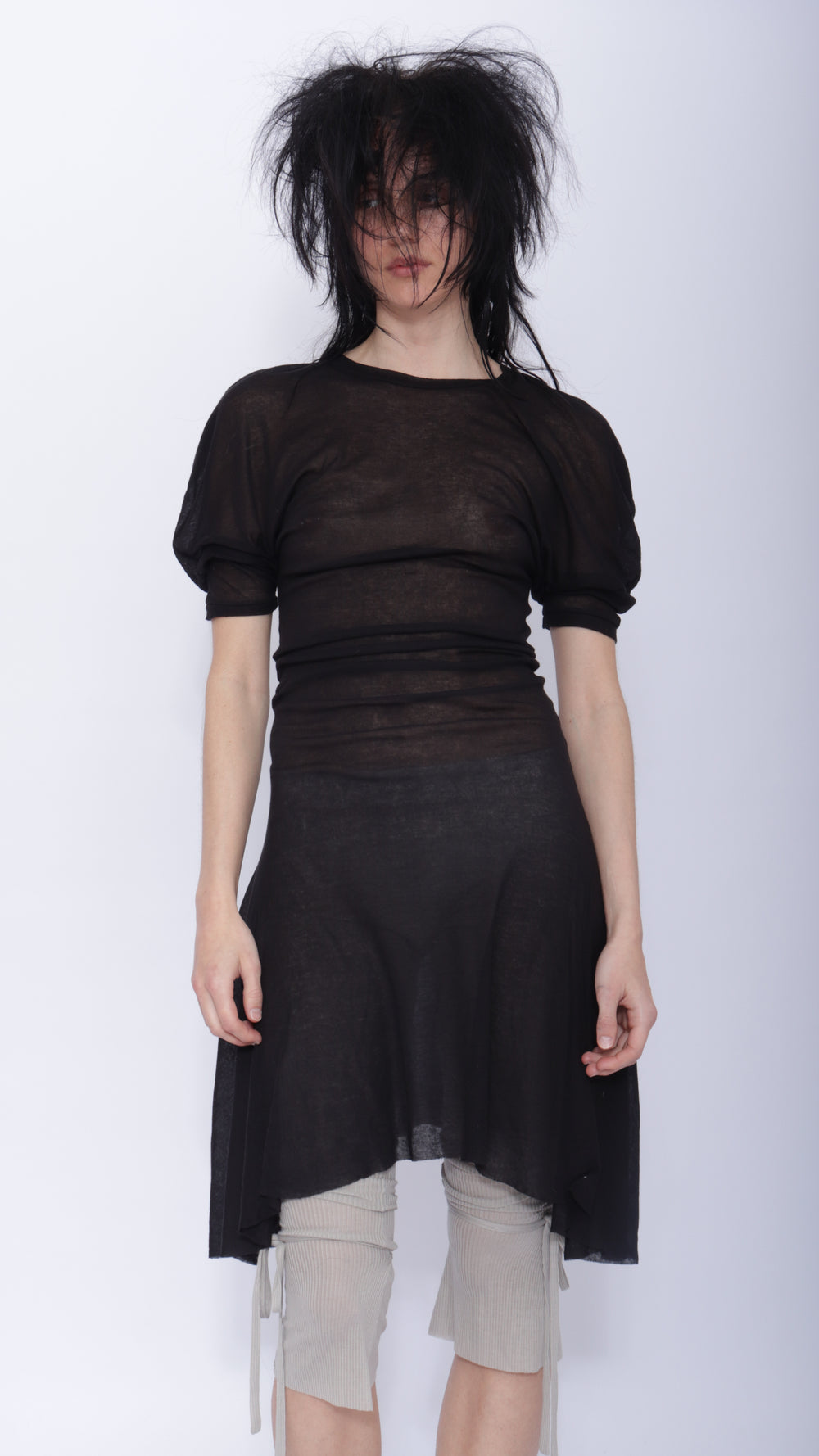 Dora Draped T-shirt Dress: Black