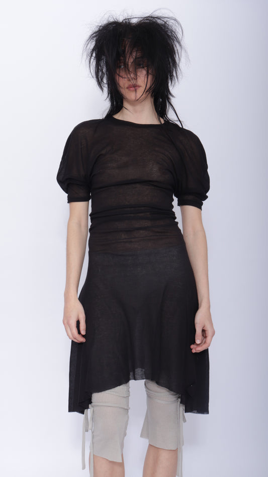 Dora Draped T-shirt Dress: Black