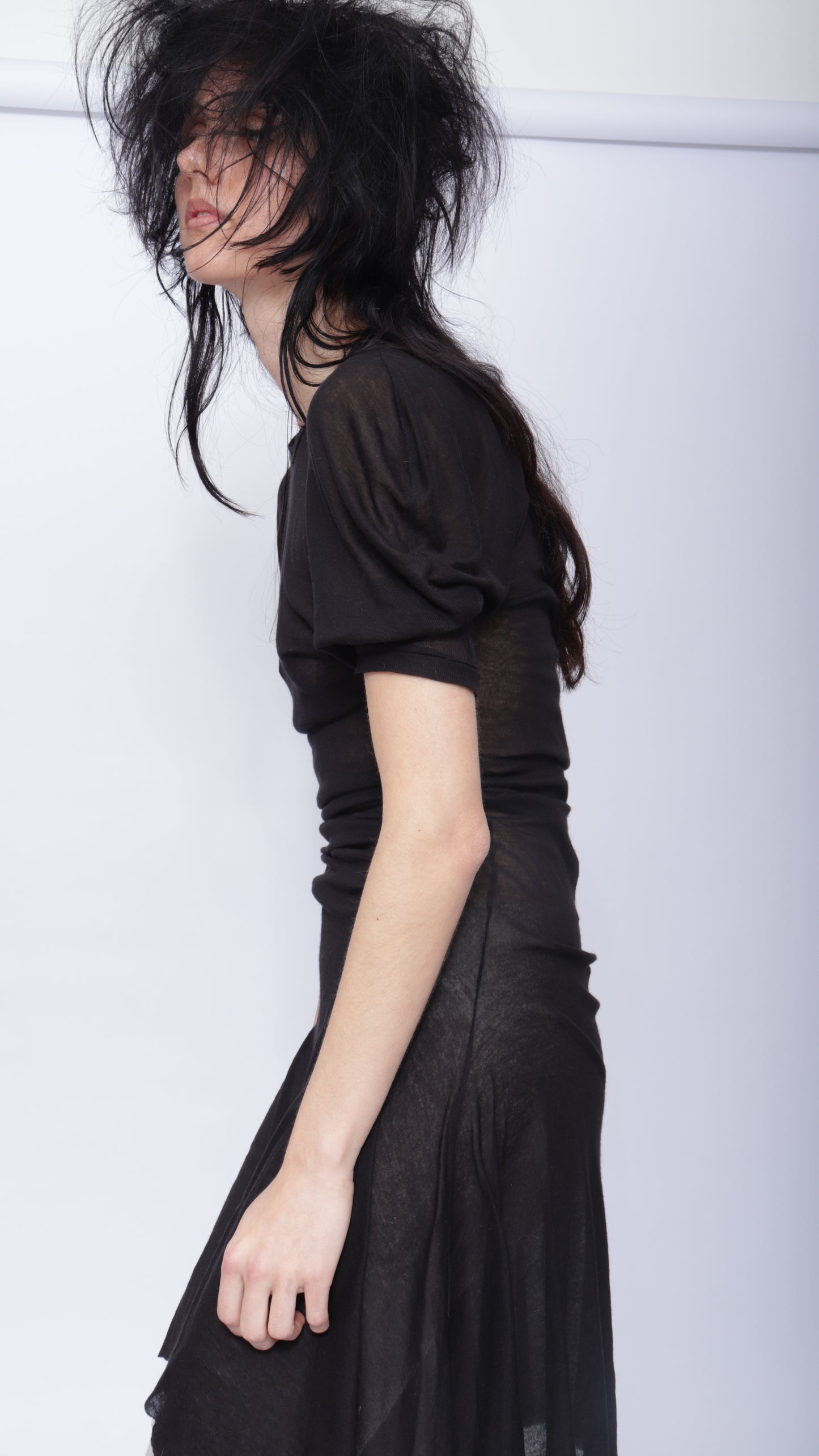 Dora Draped T-shirt Dress: Black