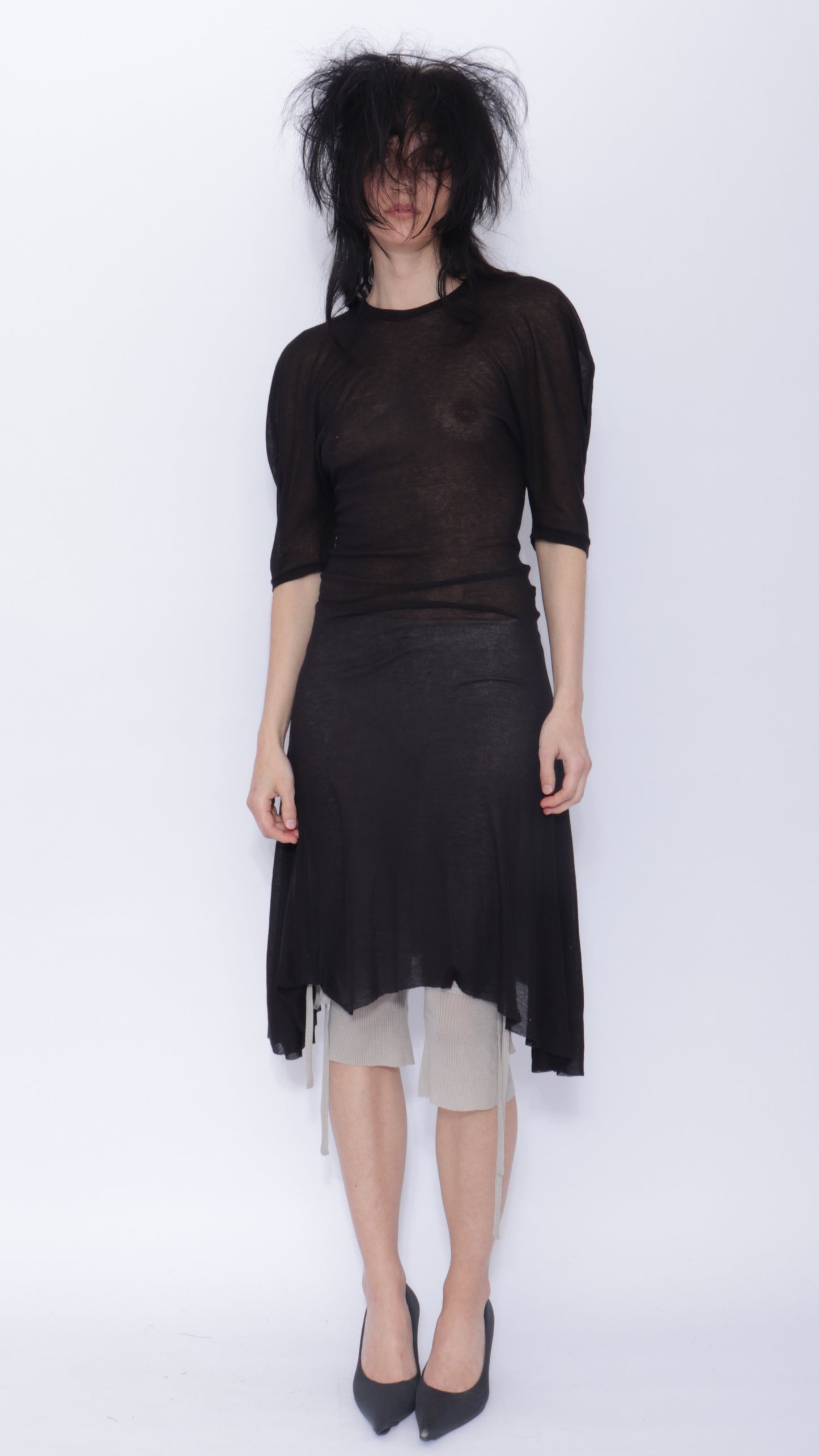 Dora Draped T-shirt Dress: Black