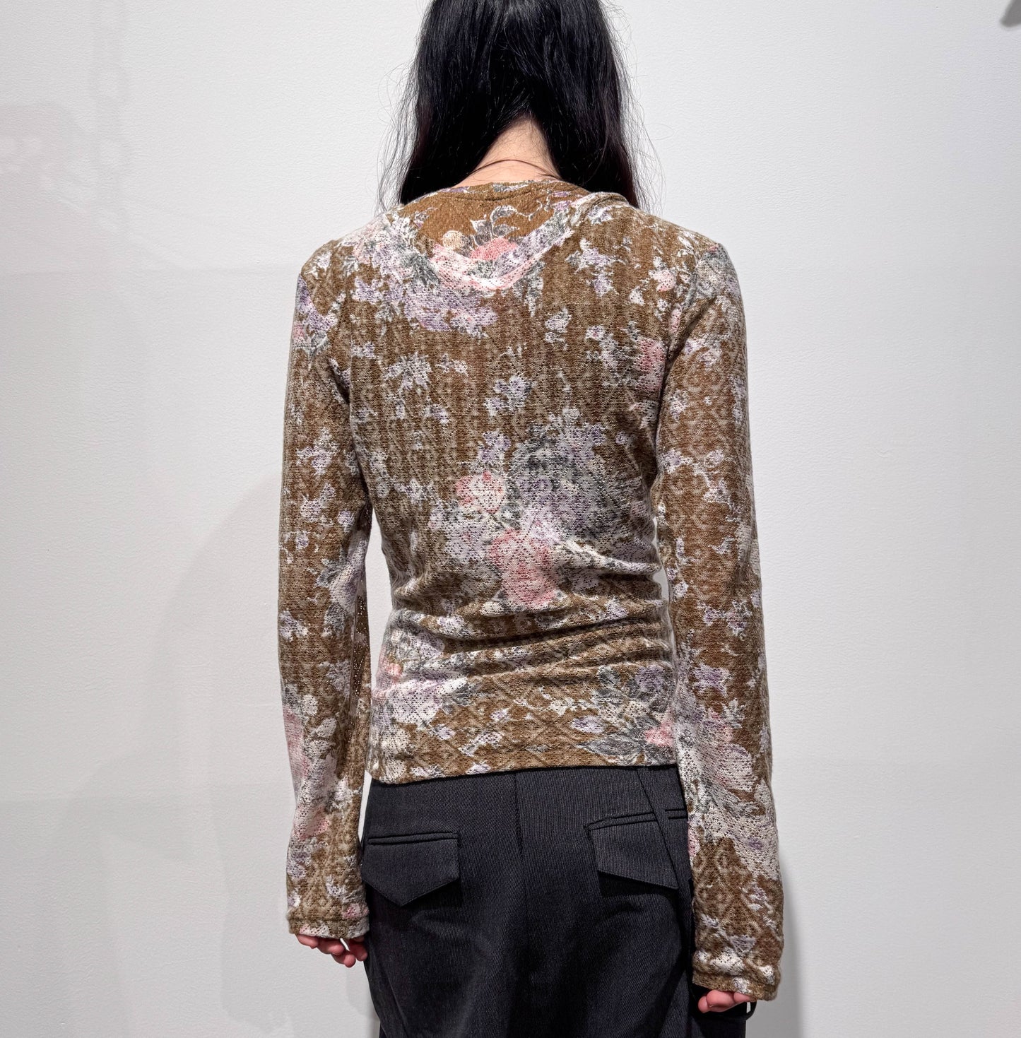 SIGNATURE JERSEY BROWN FLOWER PRINT