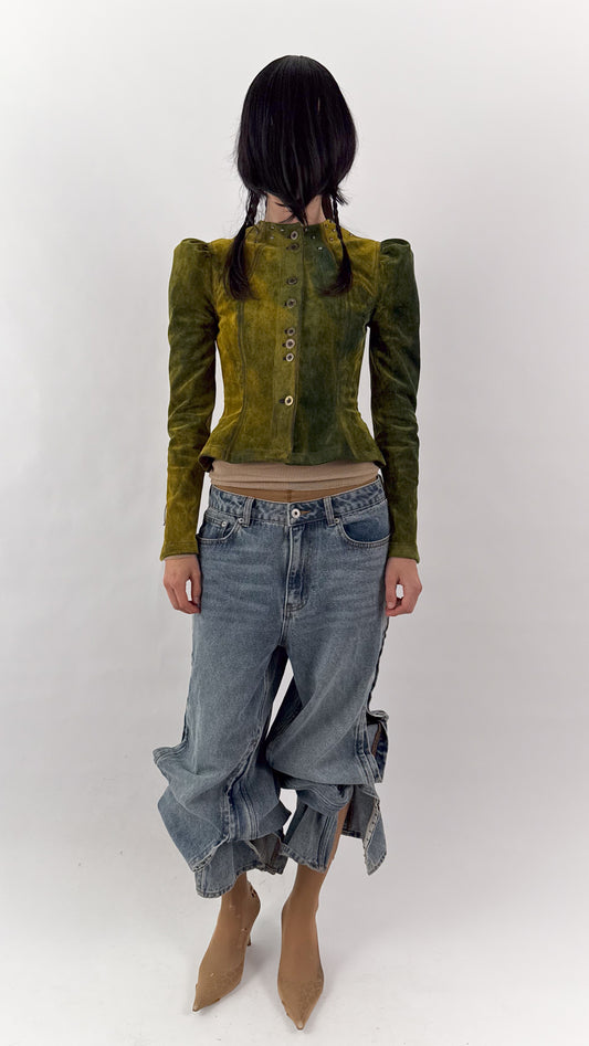 Jara Jacket in Flocked Denim
