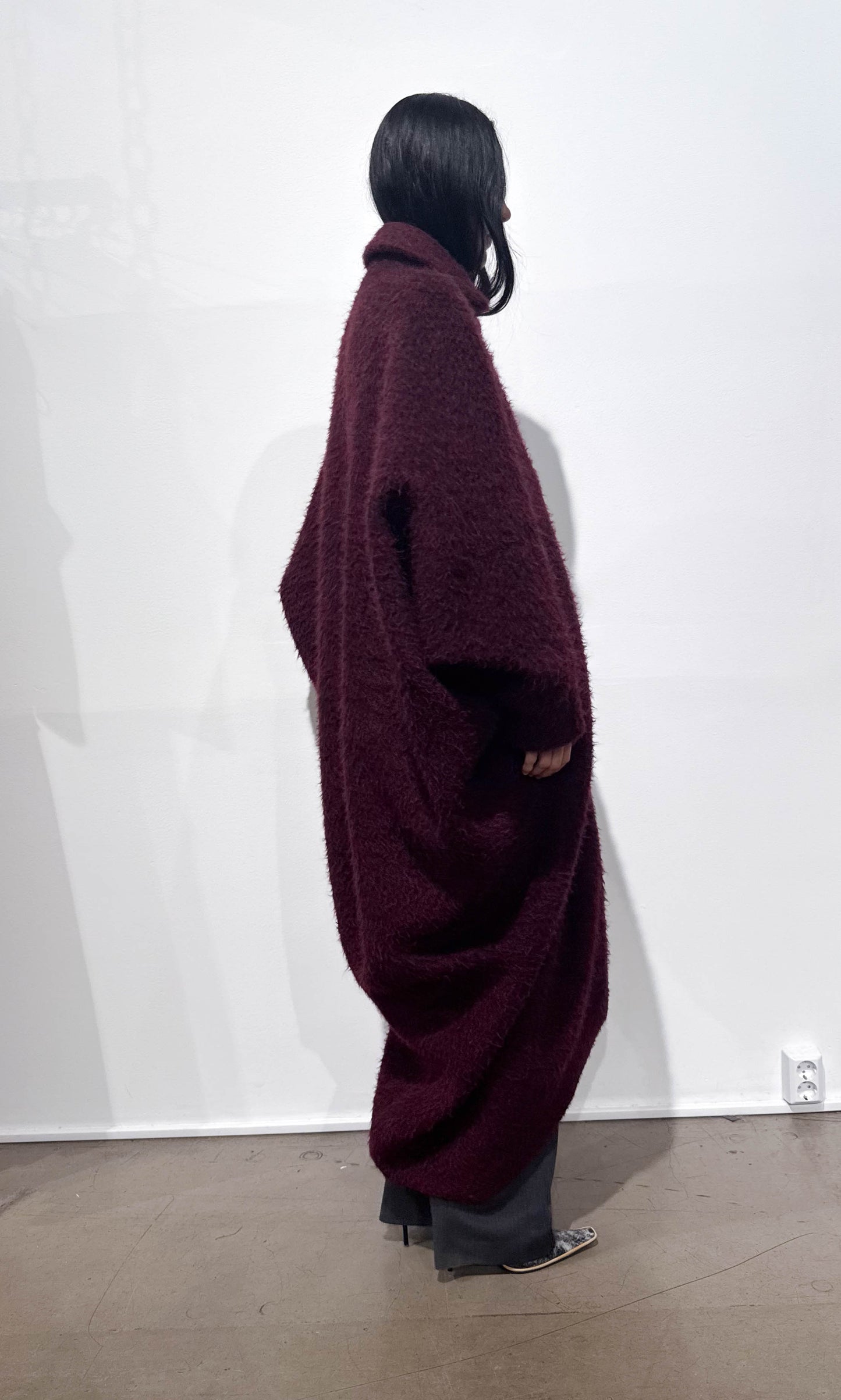 CARLA COAT IN BURGUNDY RED WOOL BLEND