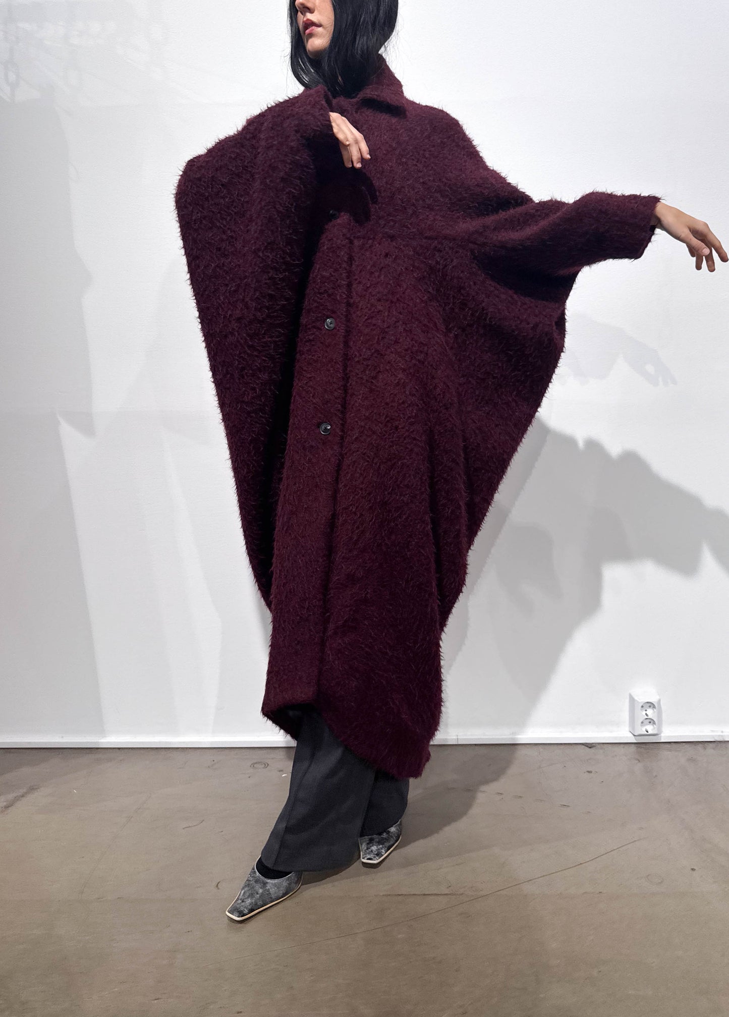 CARLA COAT IN BURGUNDY RED WOOL BLEND