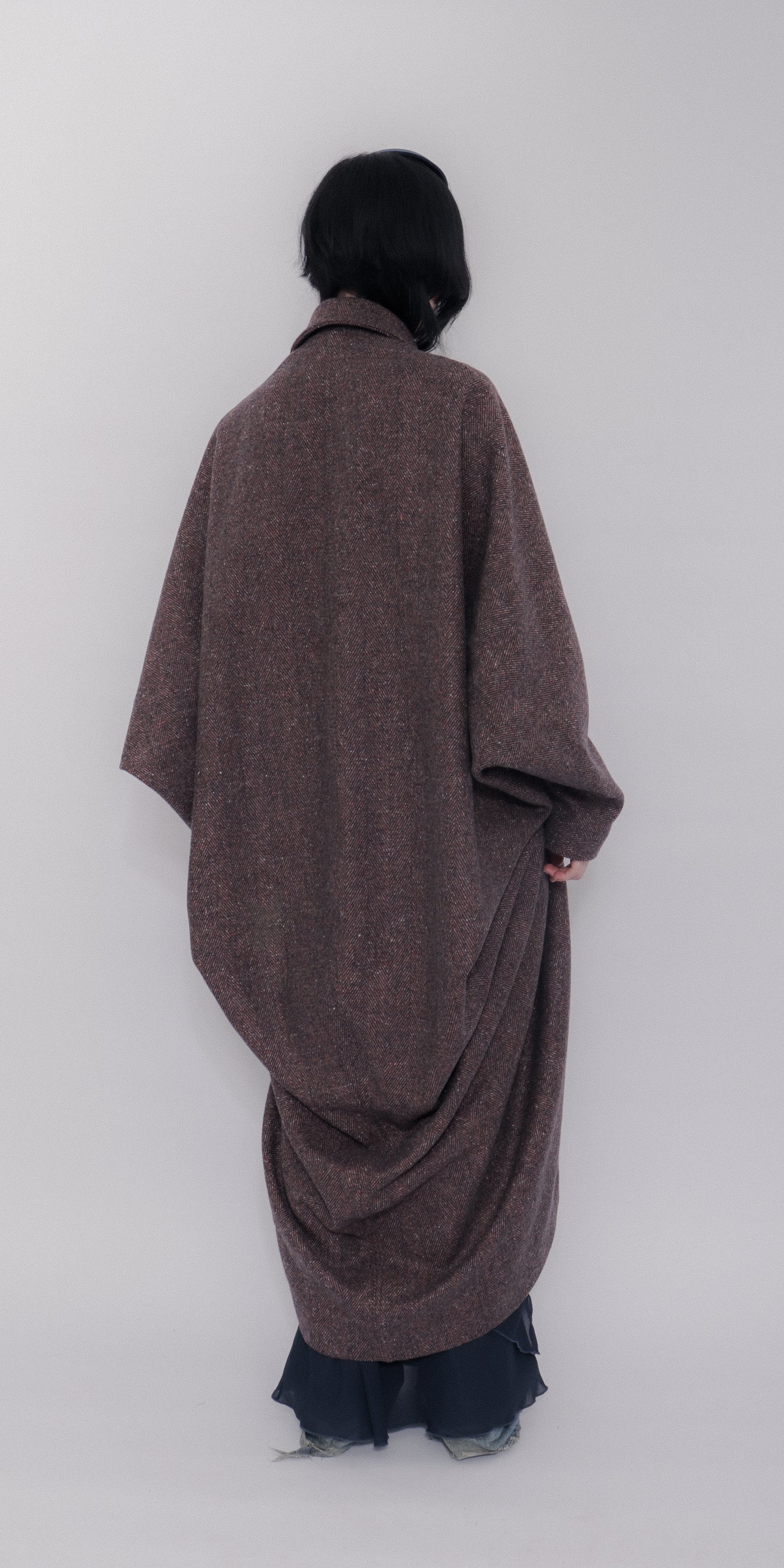 Carla Coat Burgundy Herringbone Donegal Tweed