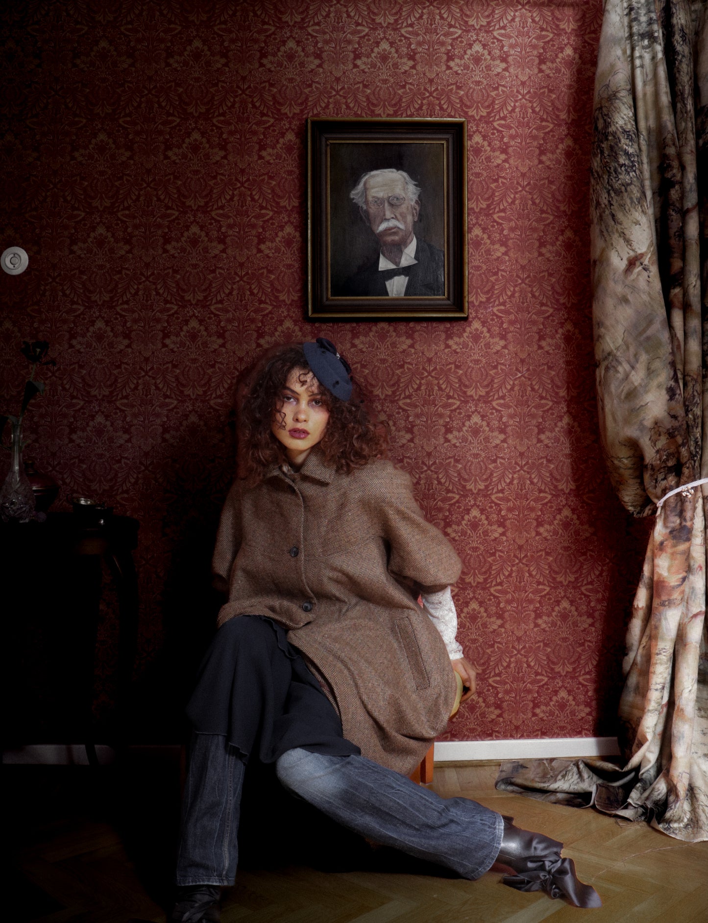 Carla Coat Brown Herringbone Donegal Tweed