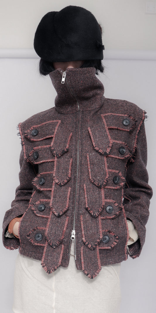 Jelika Jacket Herringbone Donegal Tweed