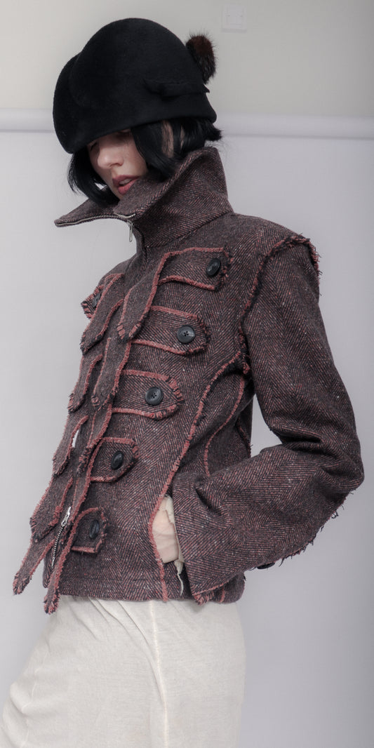 Jelika Jacket Herringbone Donegal Tweed
