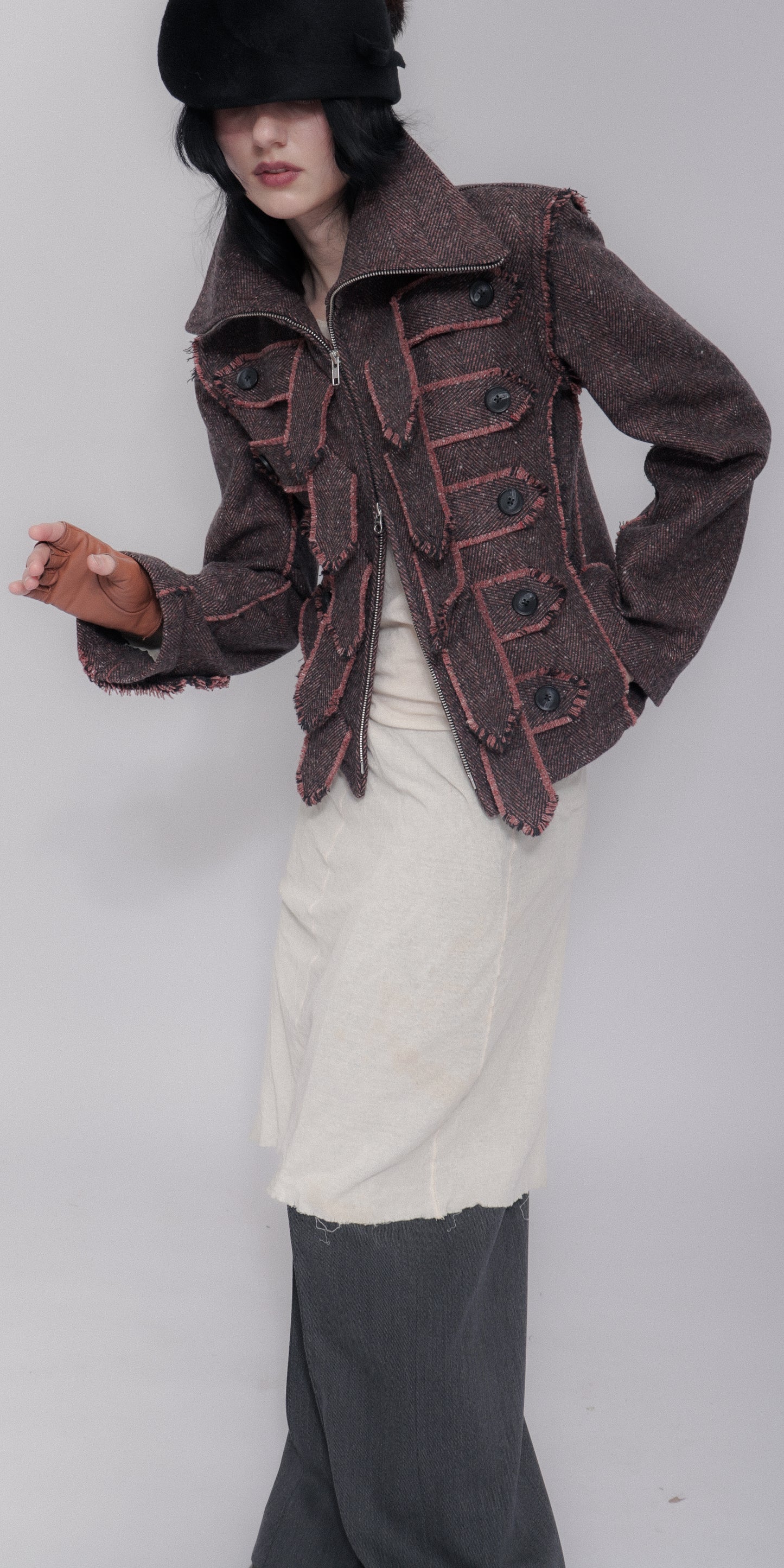 Jelika Jacket Herringbone Donegal Tweed