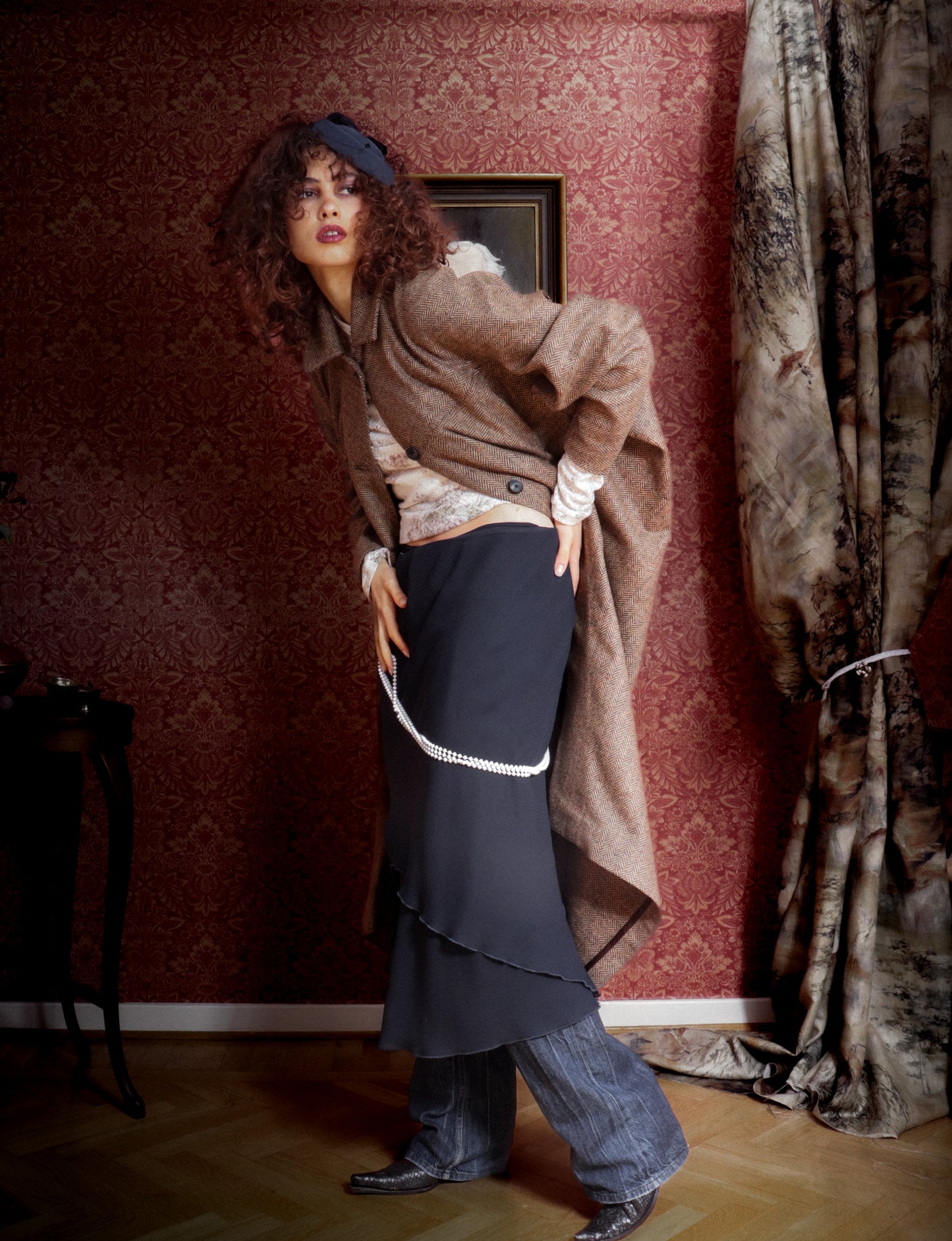 Carla Coat Brown Herringbone Donegal Tweed