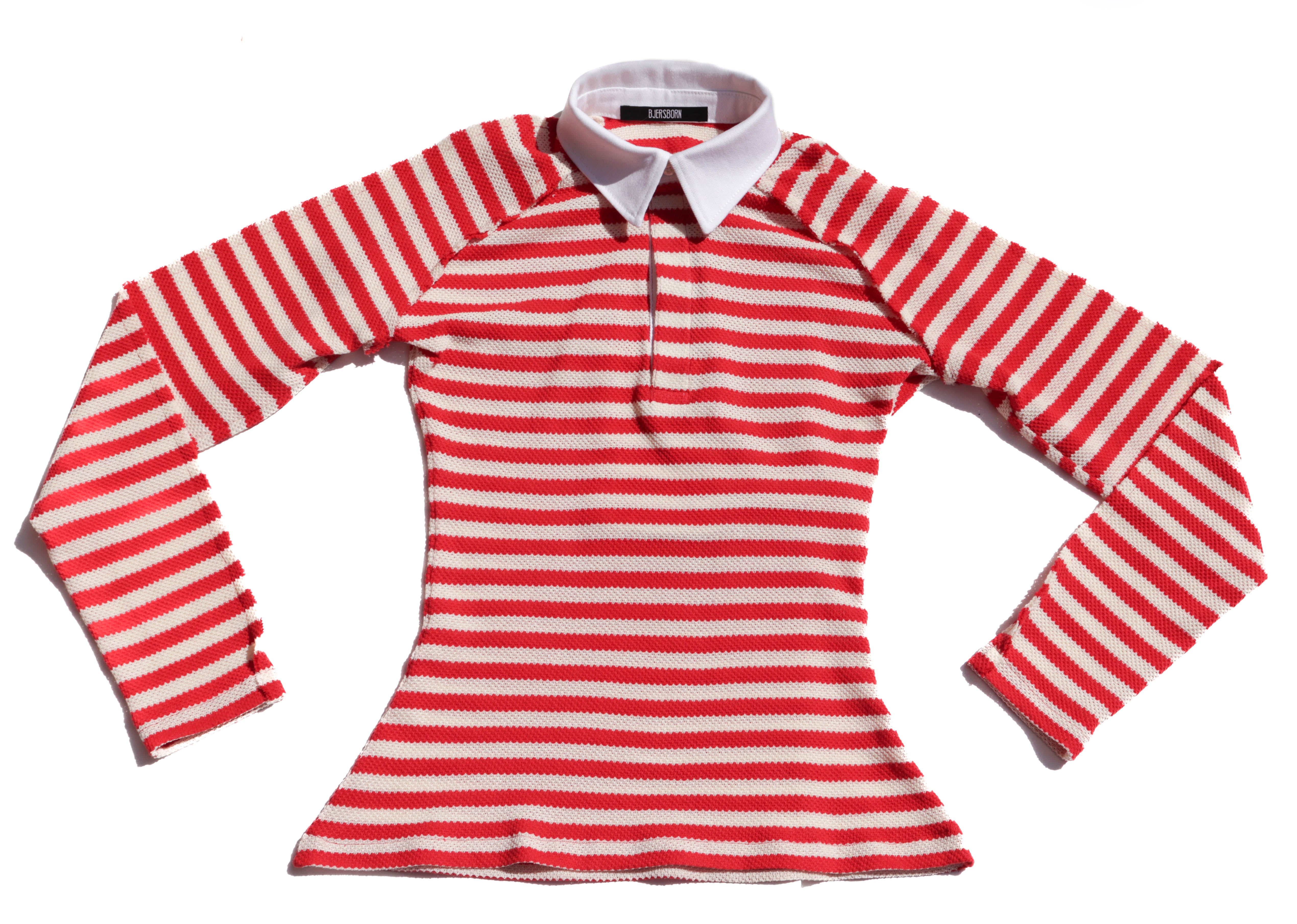 Red and white striped shirt on a white background