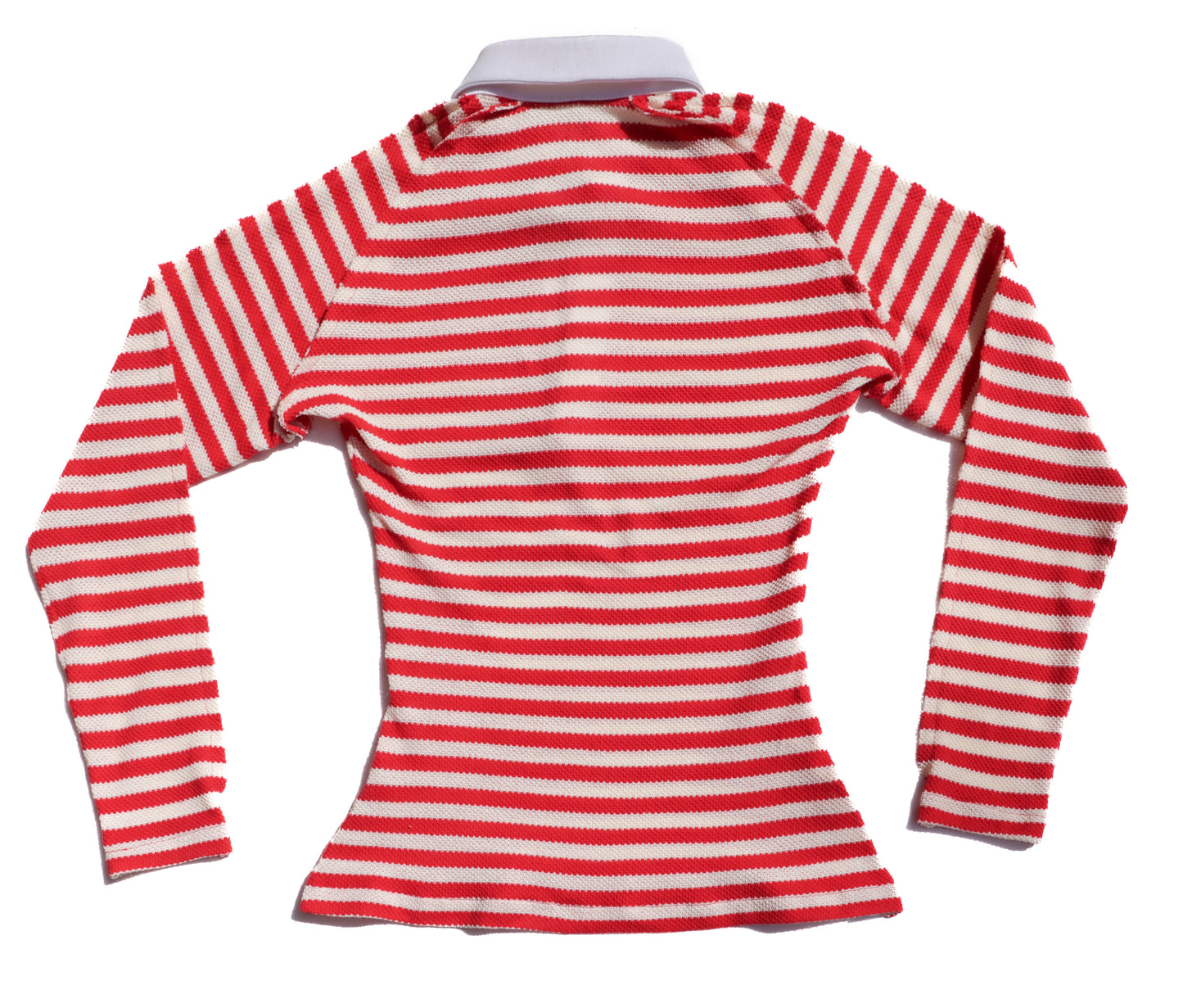 Red and white striped shirt on a white background